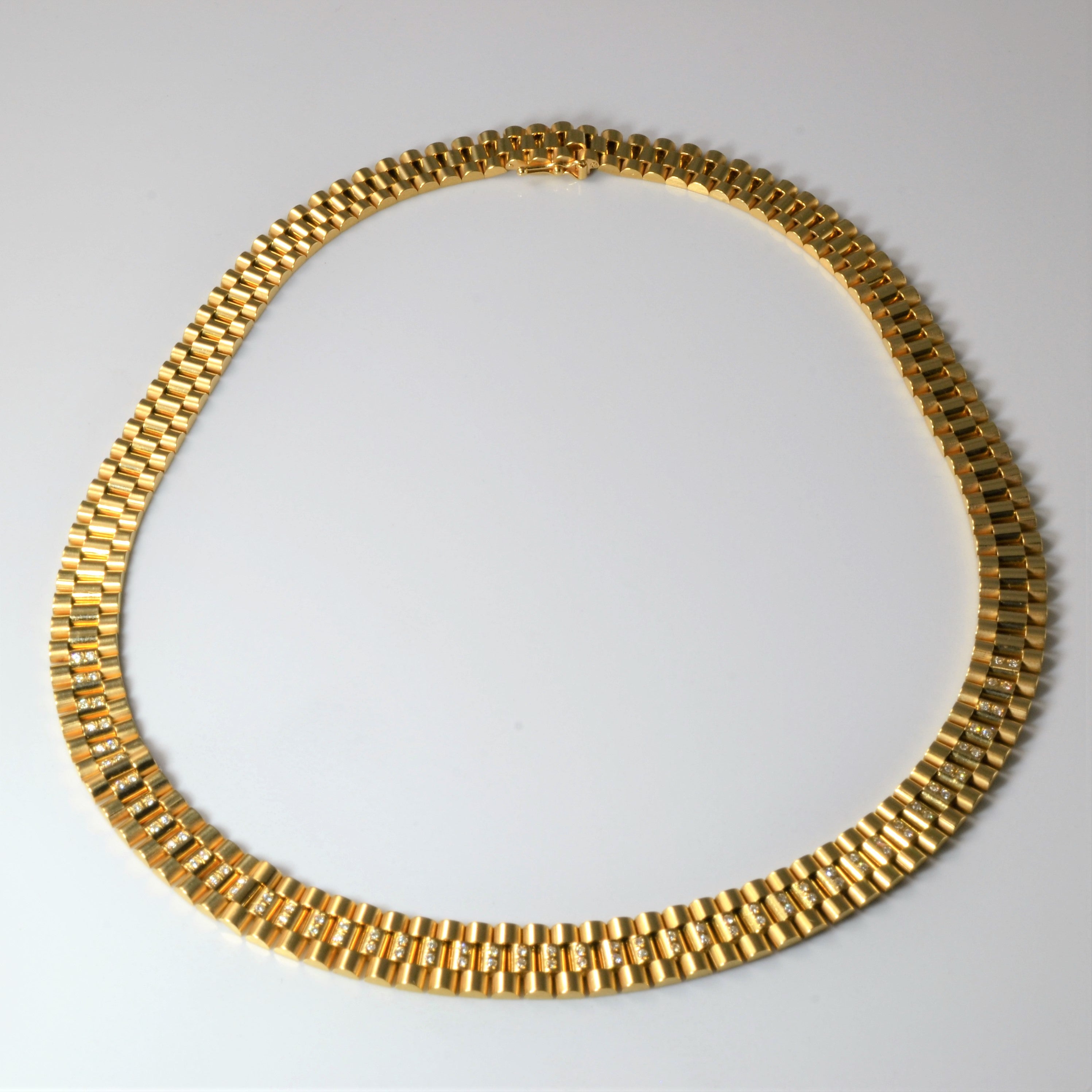 Flush Set Diamond Block Linked Chain Necklace | 0.70ctw | 16"|