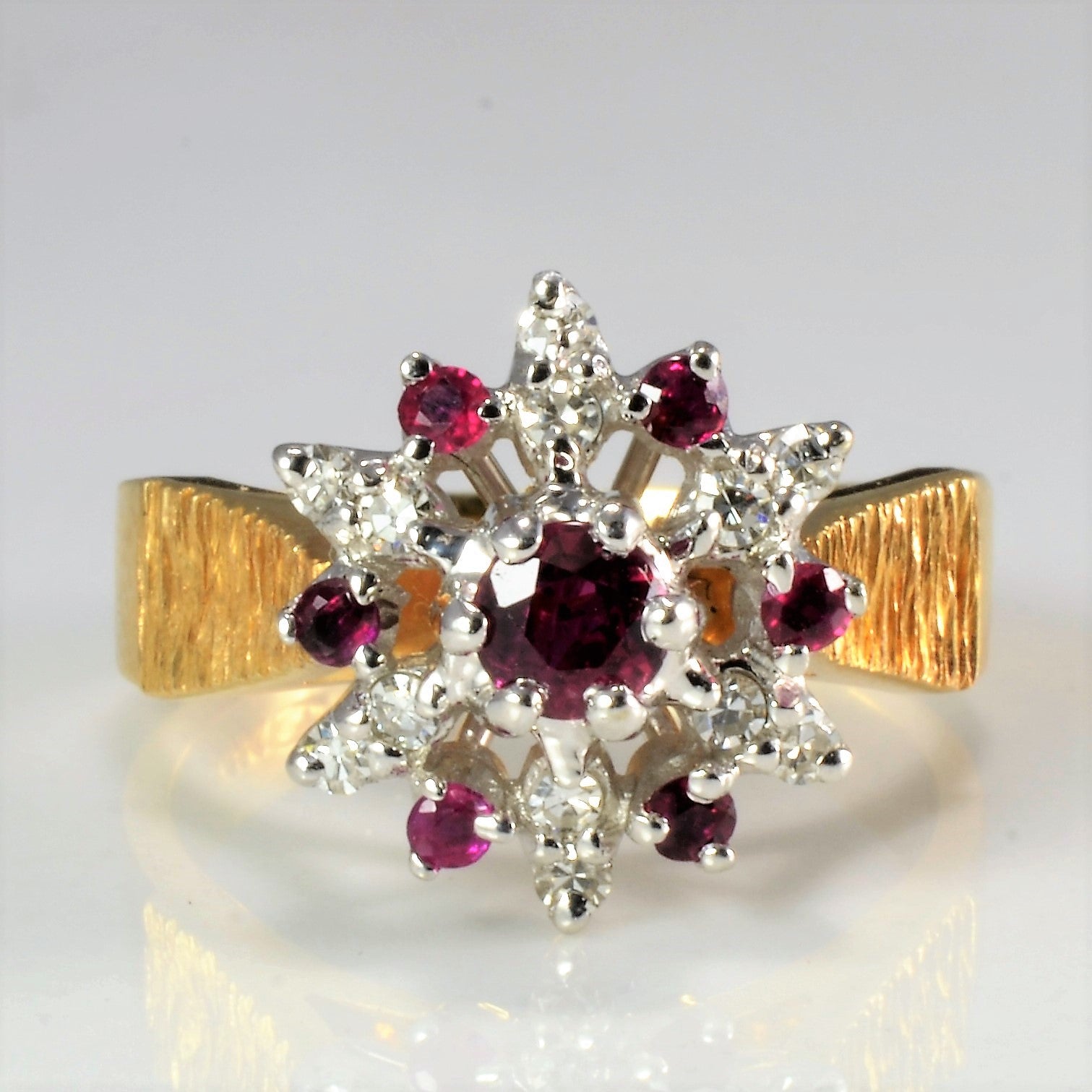 Cluster Ruby & Diamond Ladies Ring | 0.15 ctw, SZ 5.5 |