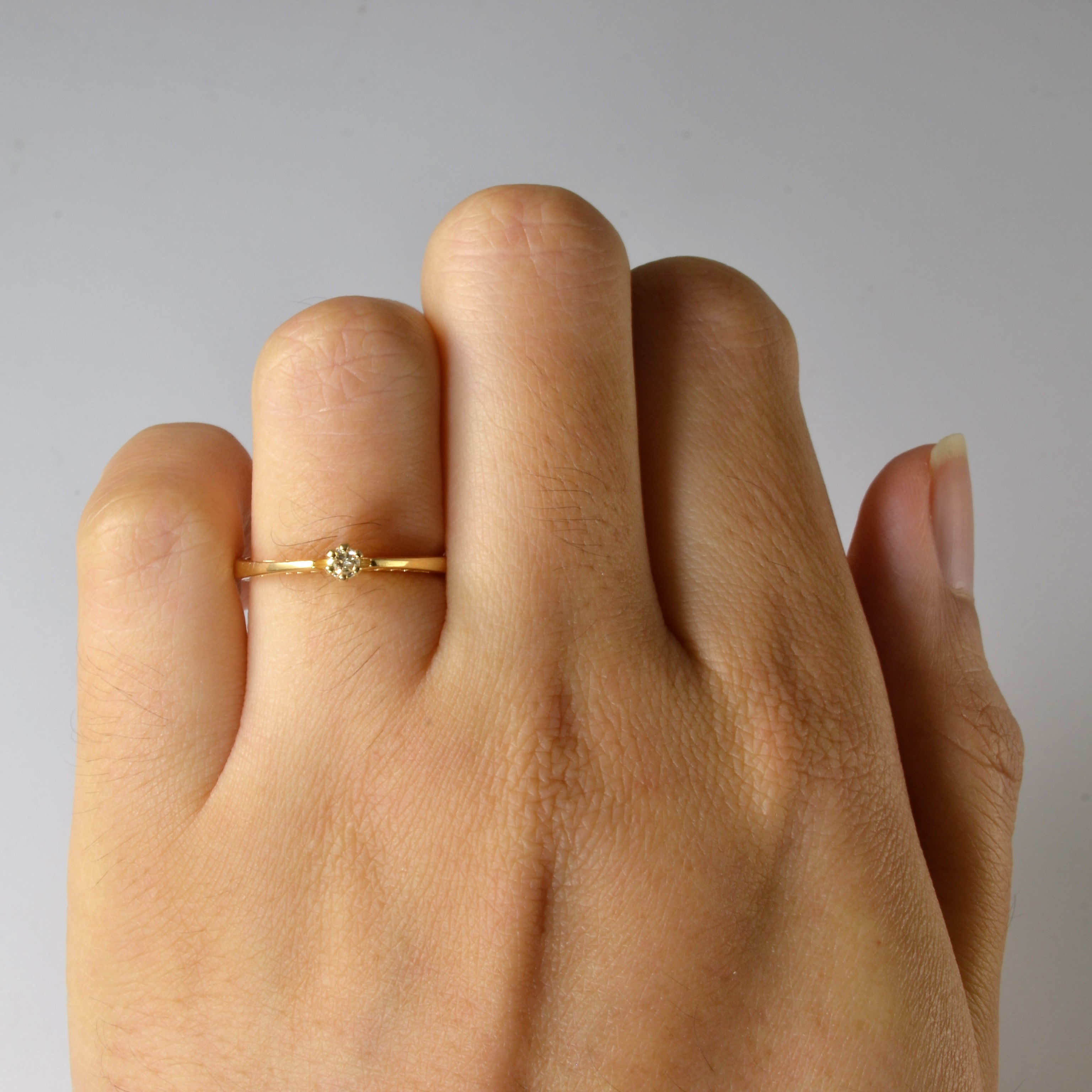 High Set Solitaire Diamond Stacking Ring | 0.06ct | SZ 5.25 |