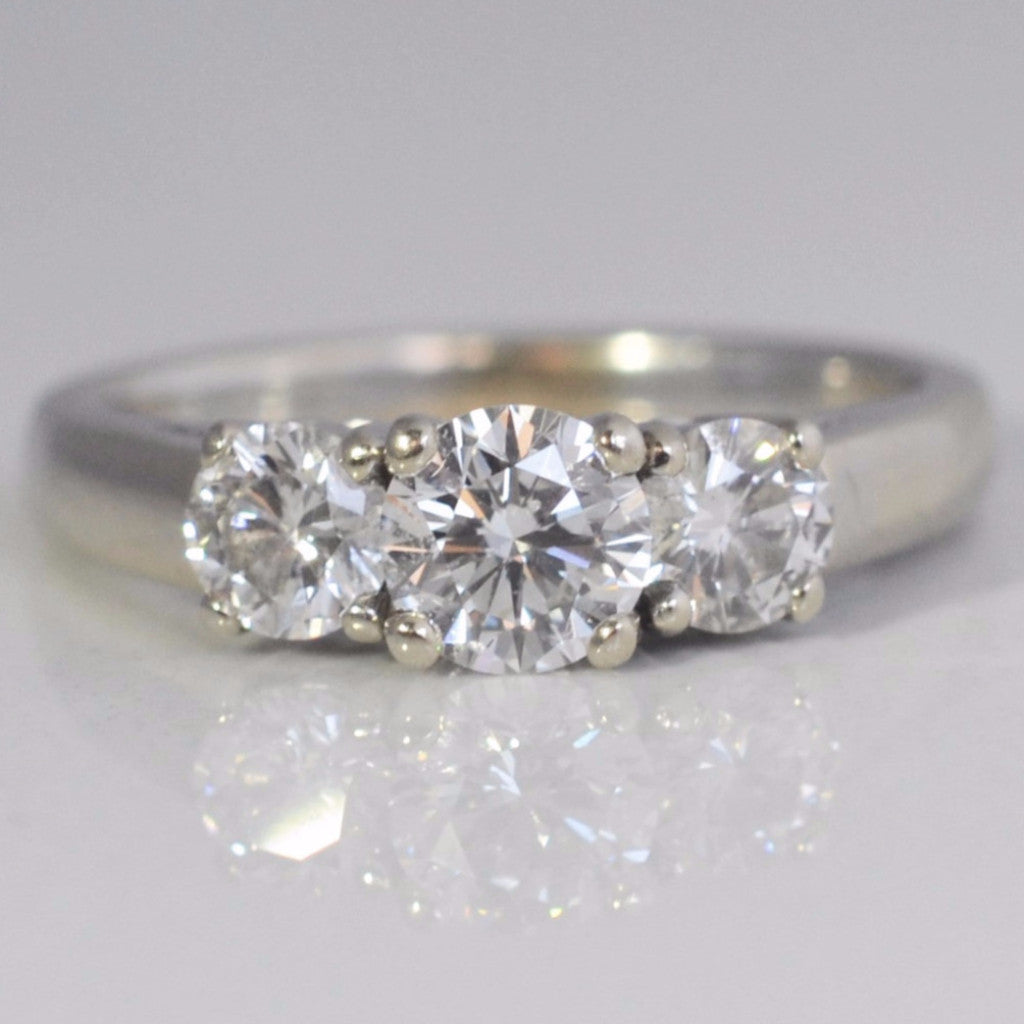 Elegant Three Stone Diamond Engagement Ring | 0.97 ctw, SZ 5.75 |