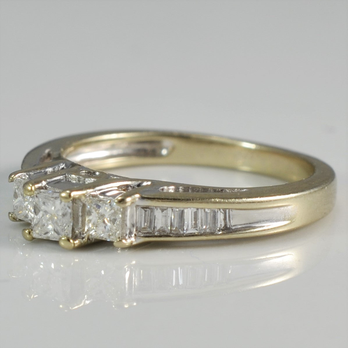 Three Stone Princess & Baguette Diamond Ring | 0.50ctw | SZ 5.75 |