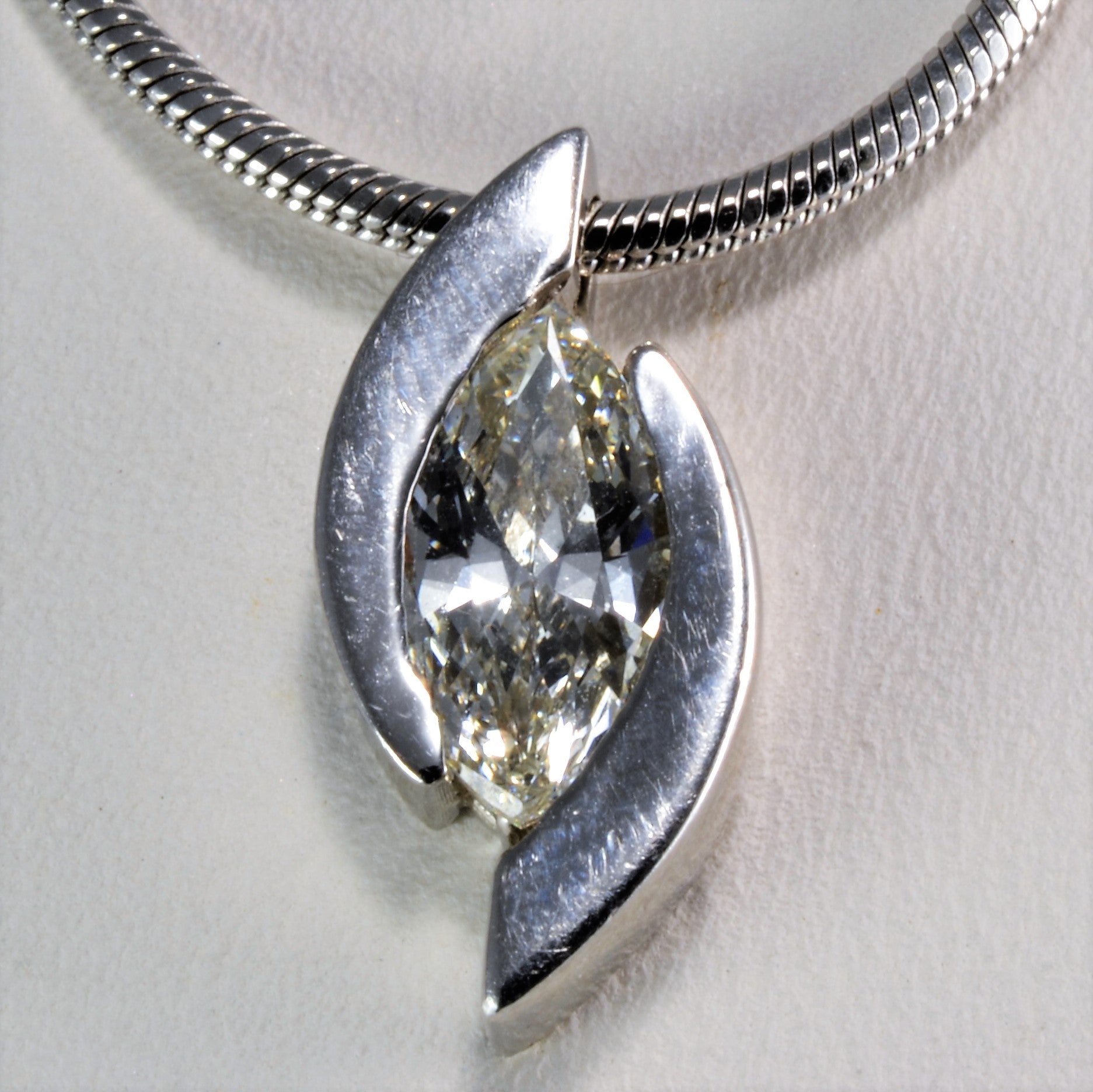 Bezel Set Marquise Diamond Pendant Necklace | 0.70 ct, 18''|