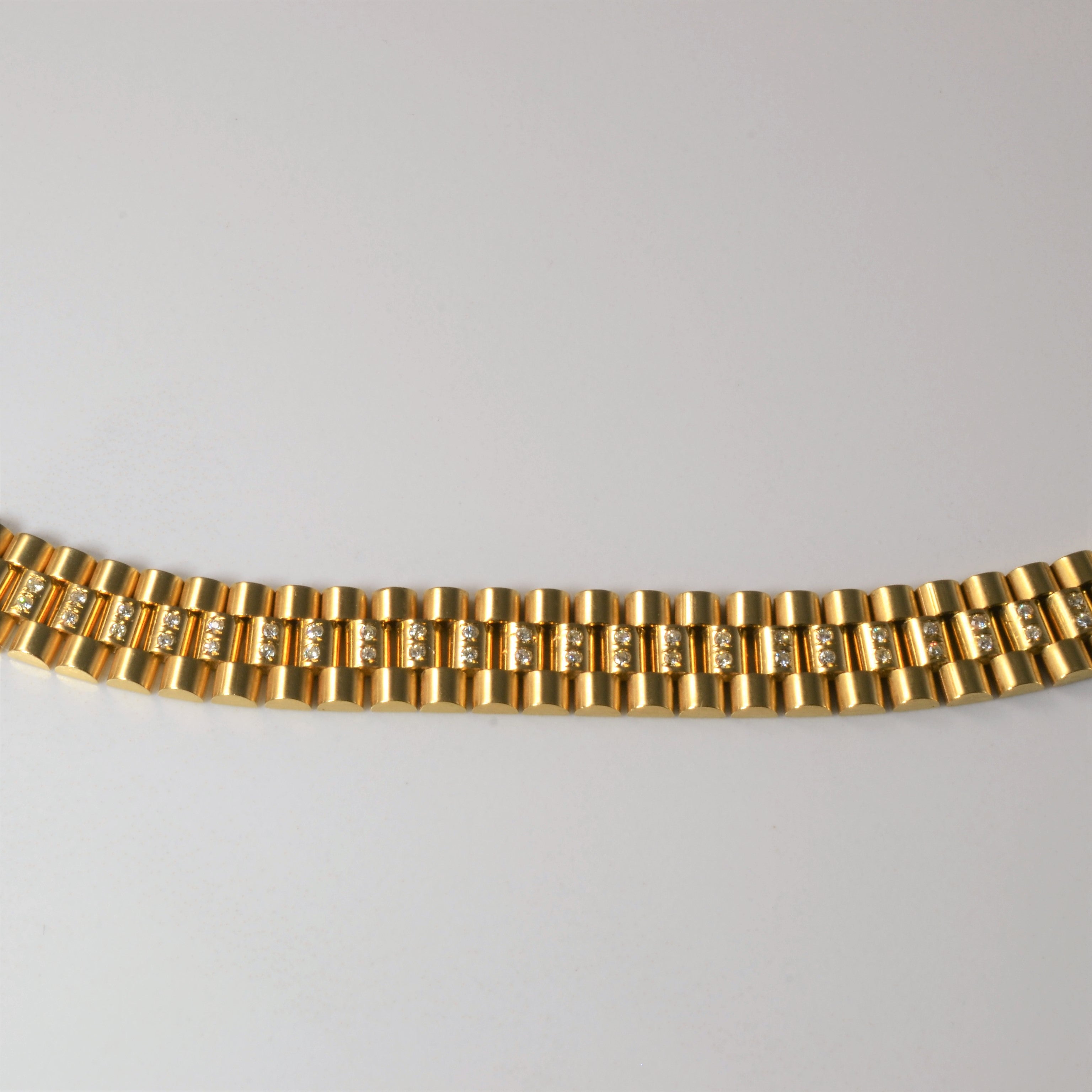 Flush Set Diamond Block Linked Chain Necklace | 0.70ctw | 16"|