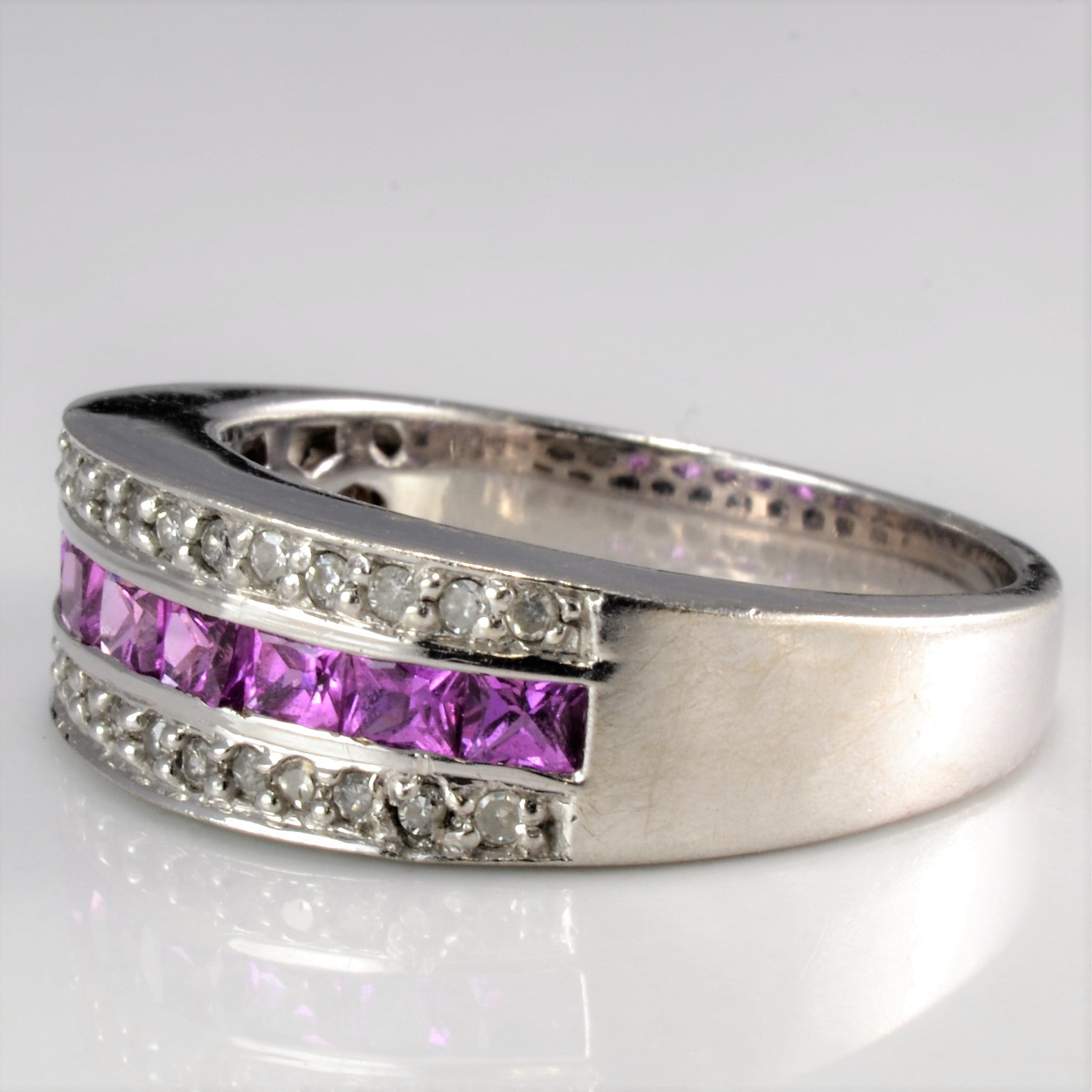 Triple Row Diamond & Topaz Wide Band | 0.20 ctw | SZ 8 |
