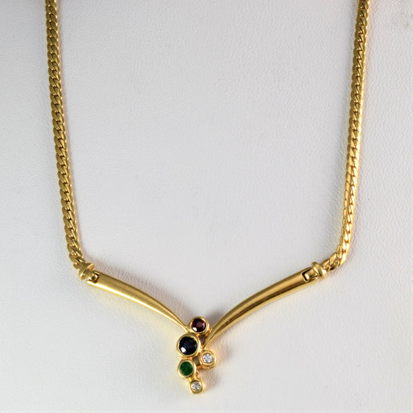 Unique Design Multi Gemstone Necklace | 16''|