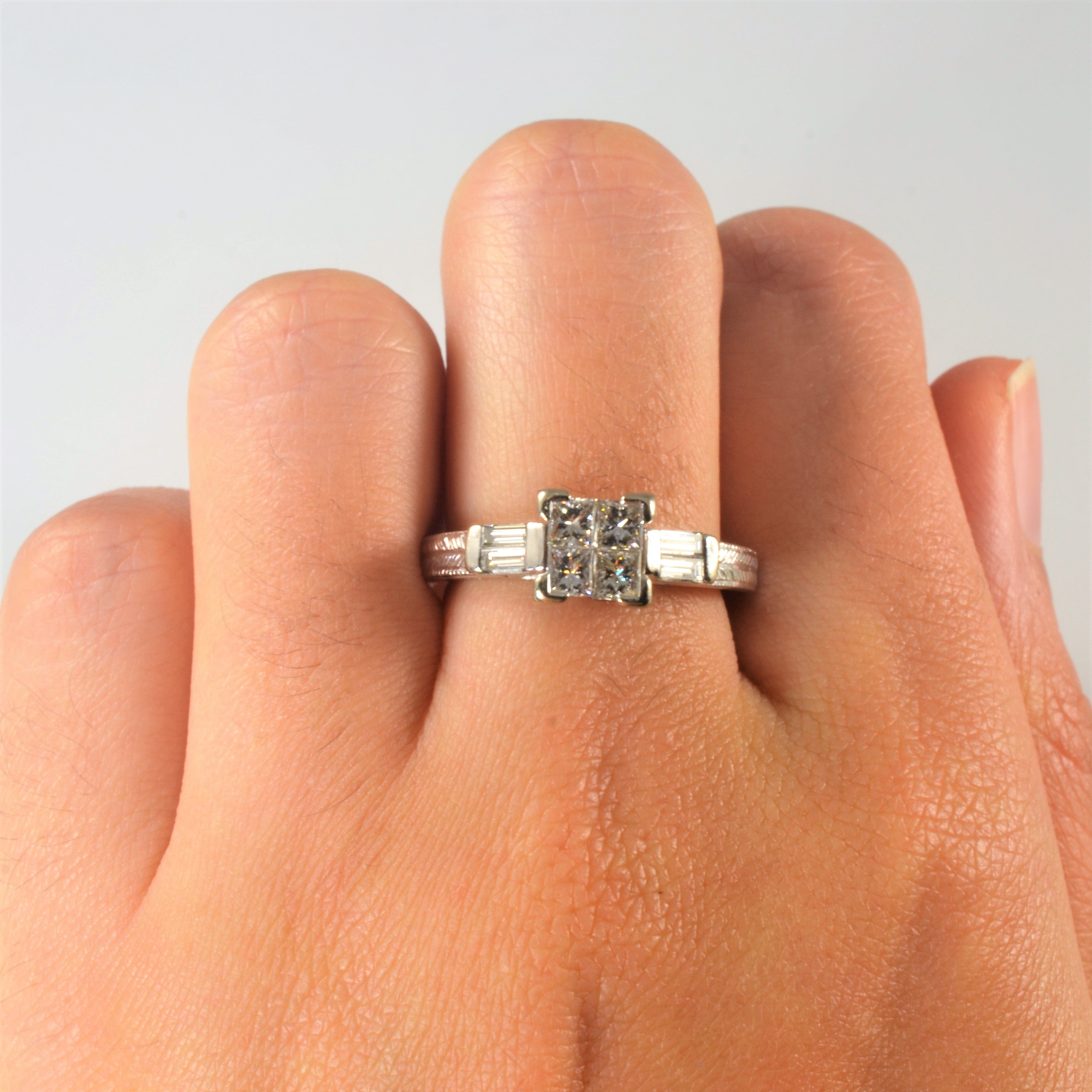 Art Deco Inspired Quad Set Diamond Ring | 0.84ctw | SZ 7 |
