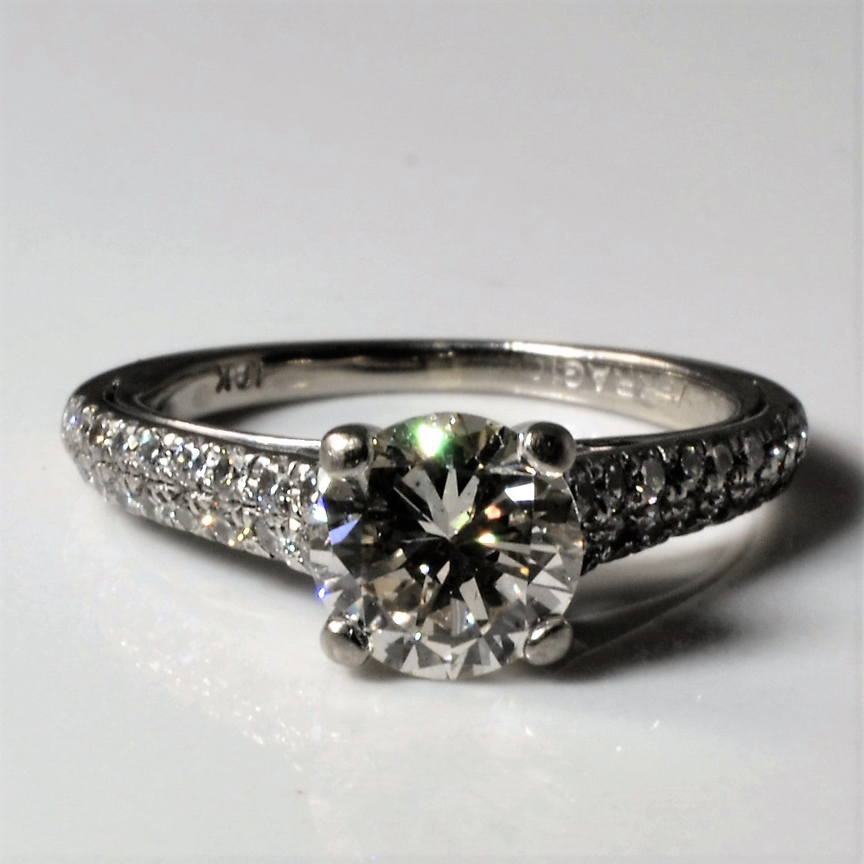 Double Row Pave Band Canadian Engagement Ring | 1.38ctw | SZ 3.75 |