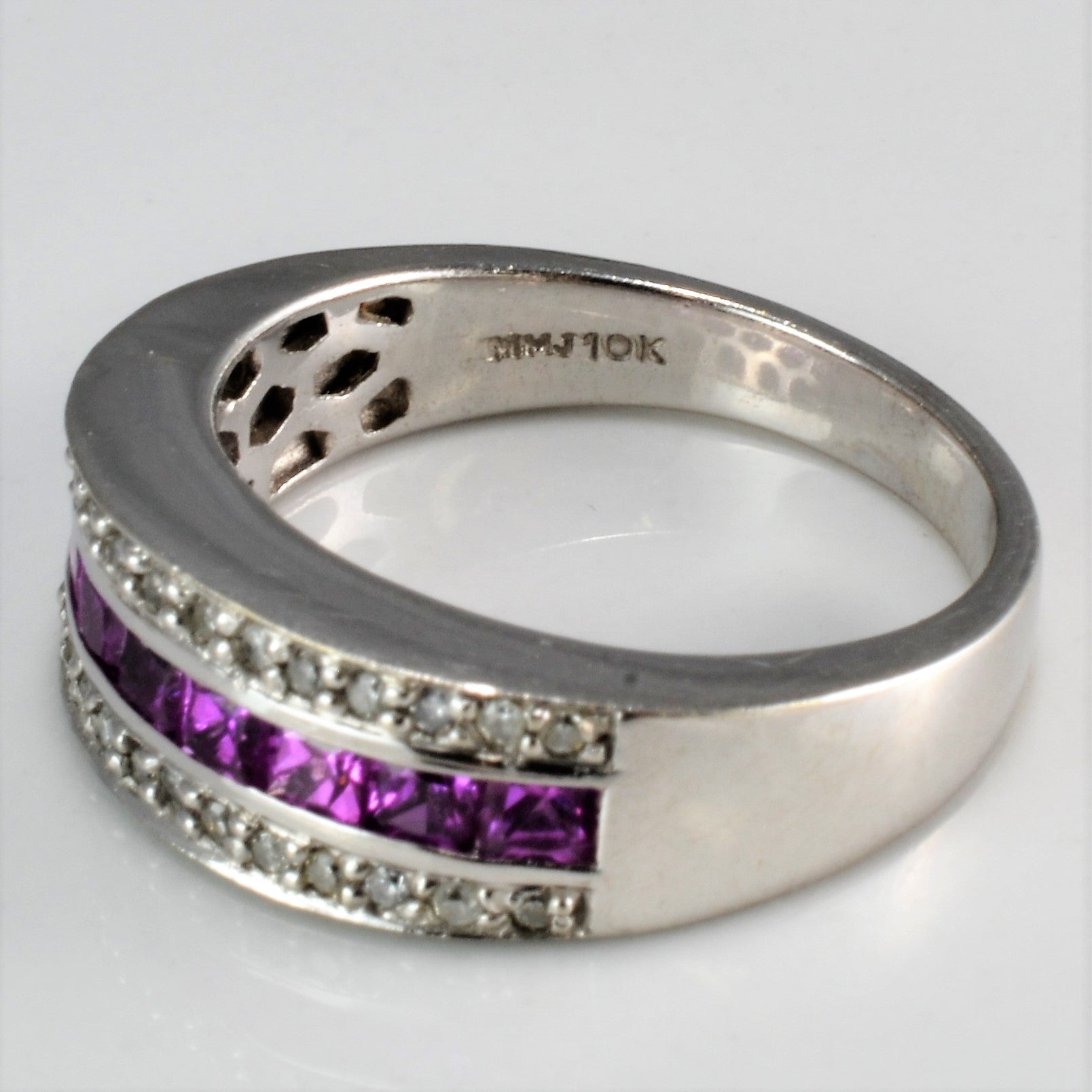 Triple Row Diamond & Topaz Wide Band | 0.20 ctw | SZ 8 |