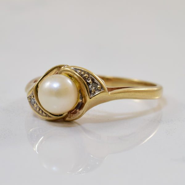 Pearl & Diamond Bypass Ring | 1.15ct, 0.01ctw | SZ 7.75 |