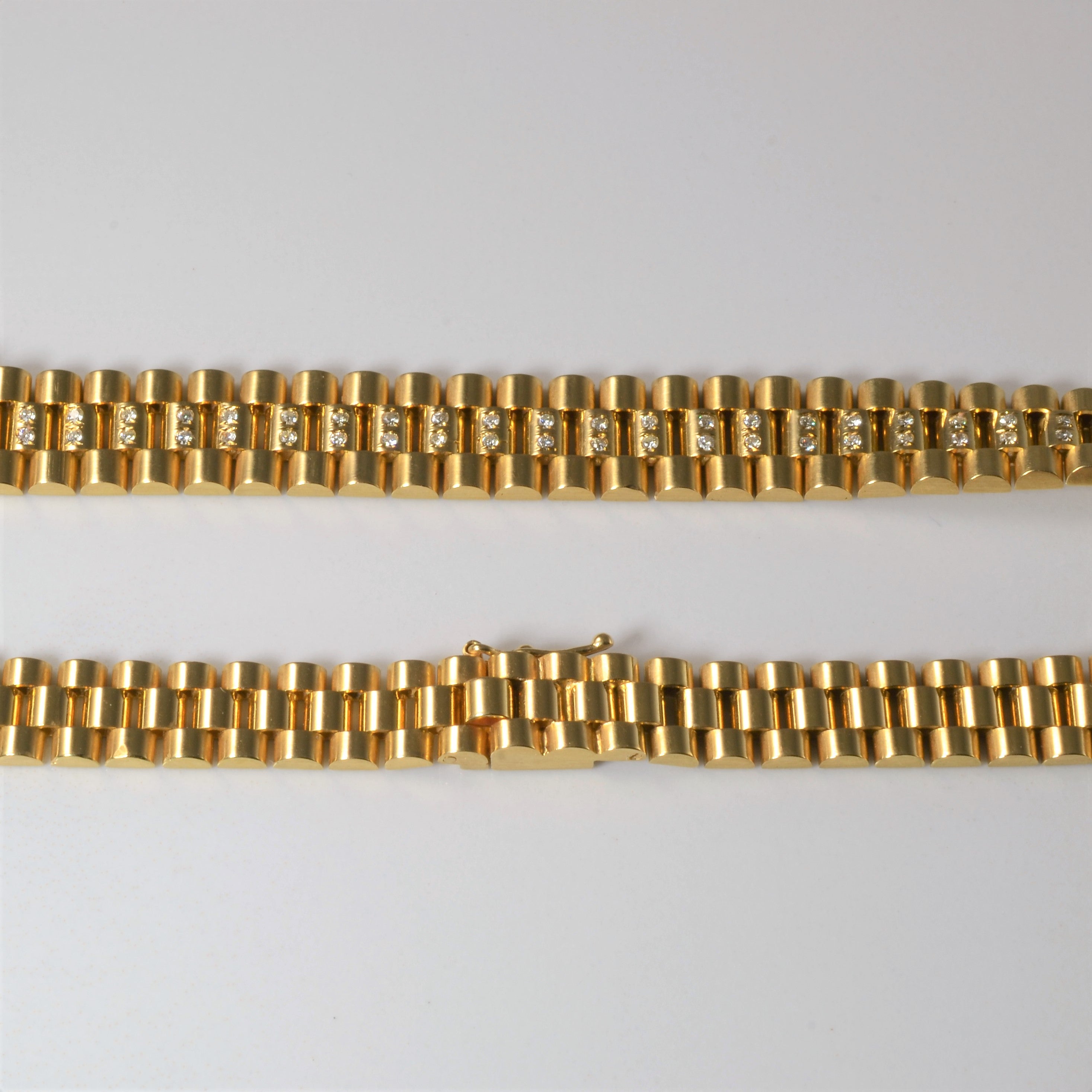 Flush Set Diamond Block Linked Chain Necklace | 0.70ctw | 16"|