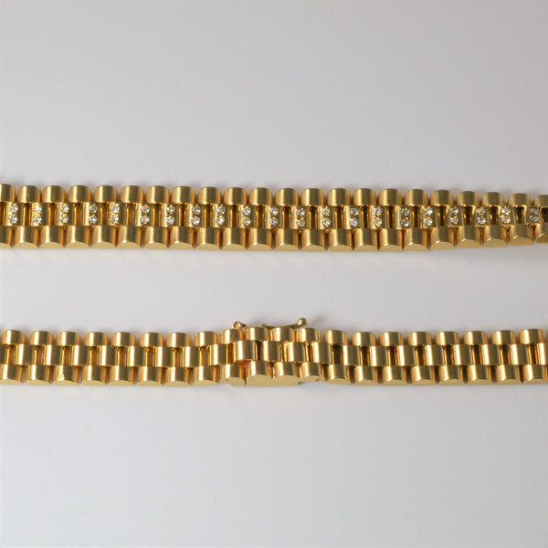 Flush Set Diamond Block Linked Chain Necklace | 0.70ctw | 16
