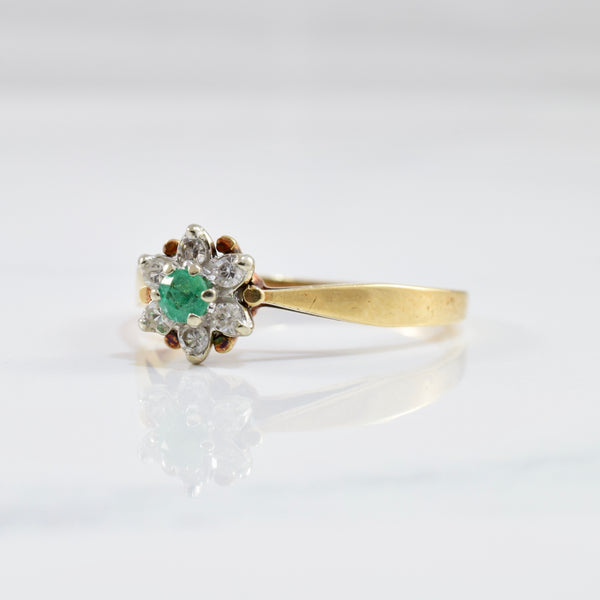 Floral Emerald & Diamond Ring | 0.09 ctw SZ 6.25 |