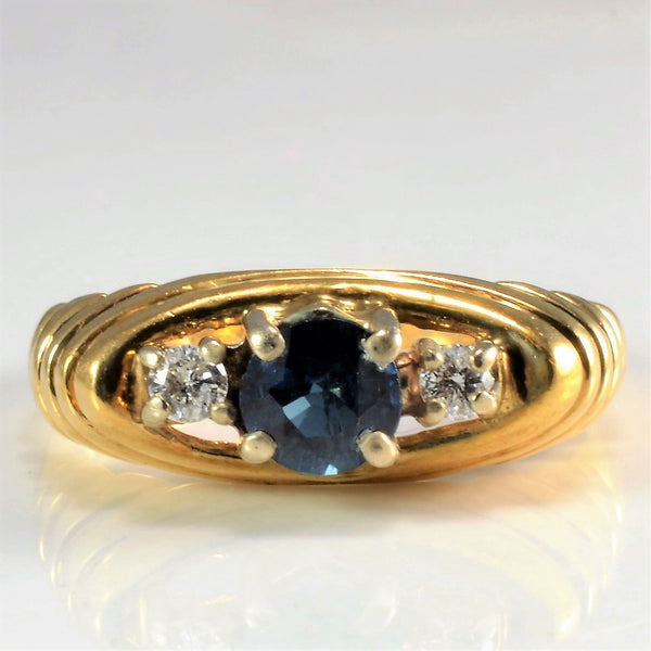 High Set Three Stone Sapphire & Diamond Ring | 0.07 ctw, SZ 4.75 |