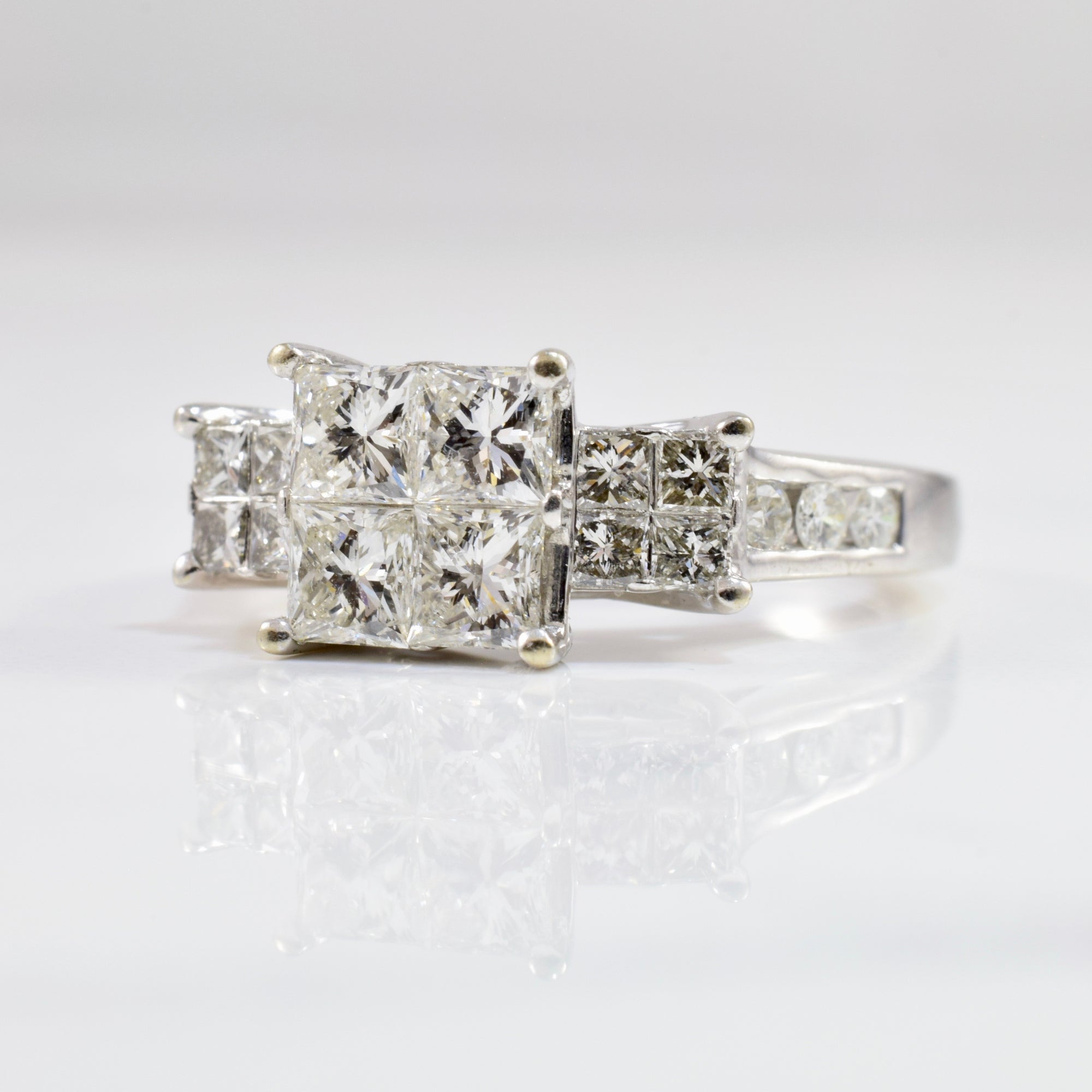 Princess Diamond Cluster Ring | 1.46 ctw SZ 7 |
