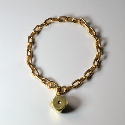 14k Yellow Gold Die Charm Bracelet | 8