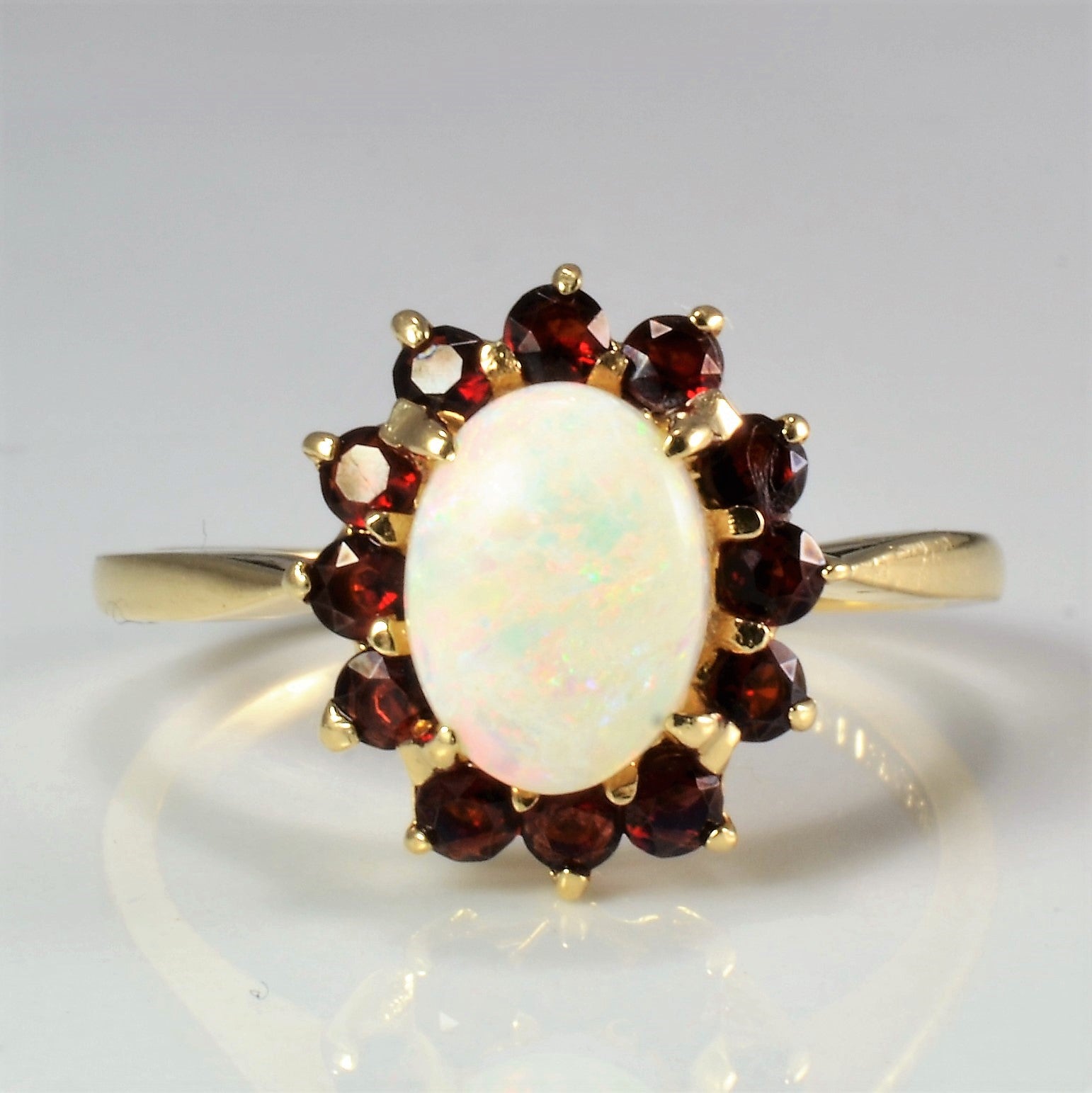 Opal & Garnet Cocktail Ring | SZ 6.75 |