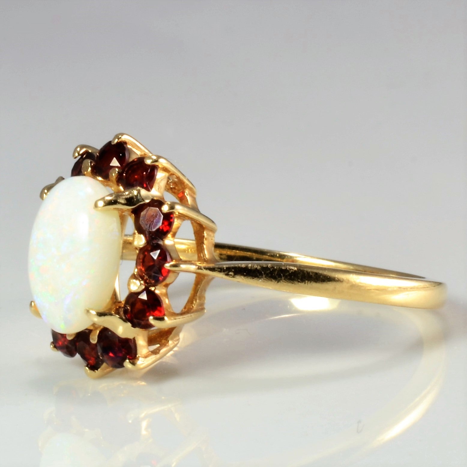 Opal & Garnet Cocktail Ring | SZ 6.75 |