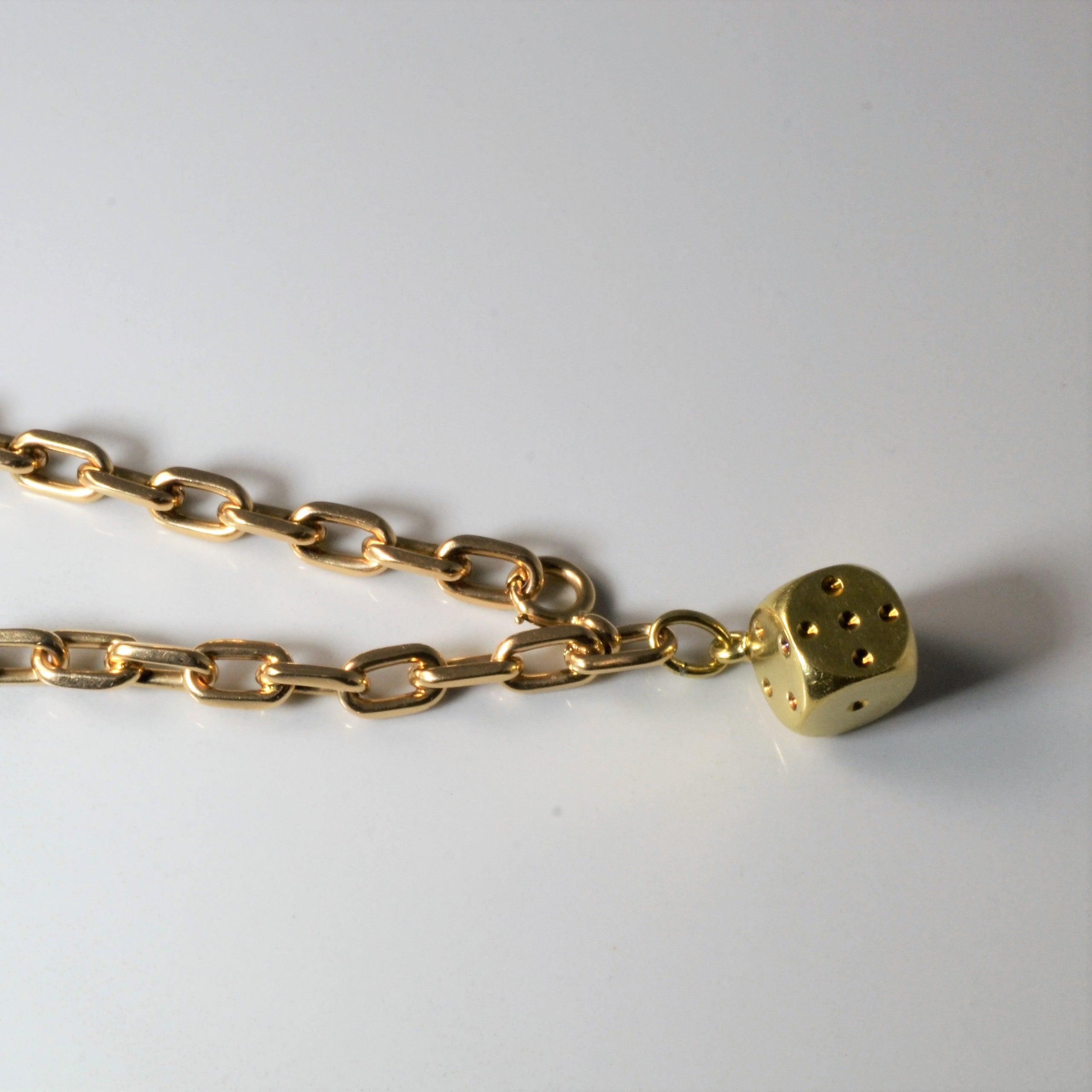 14k Yellow Gold Die Charm Bracelet | 8" |