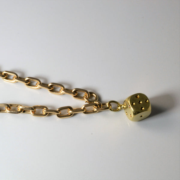 14k Yellow Gold Die Charm Bracelet | 8