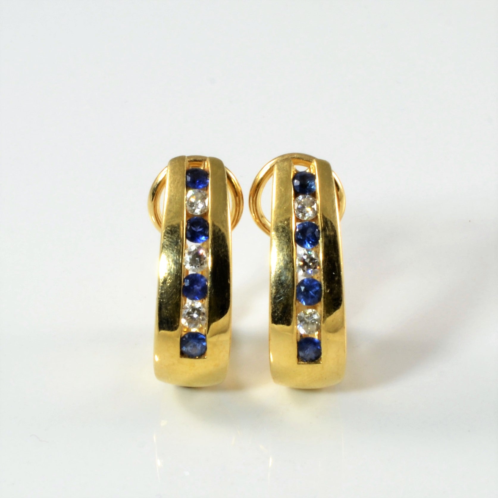 Channel Set Diamond & Sapphire Earrings | 0.36ctw, 0.52ctw |