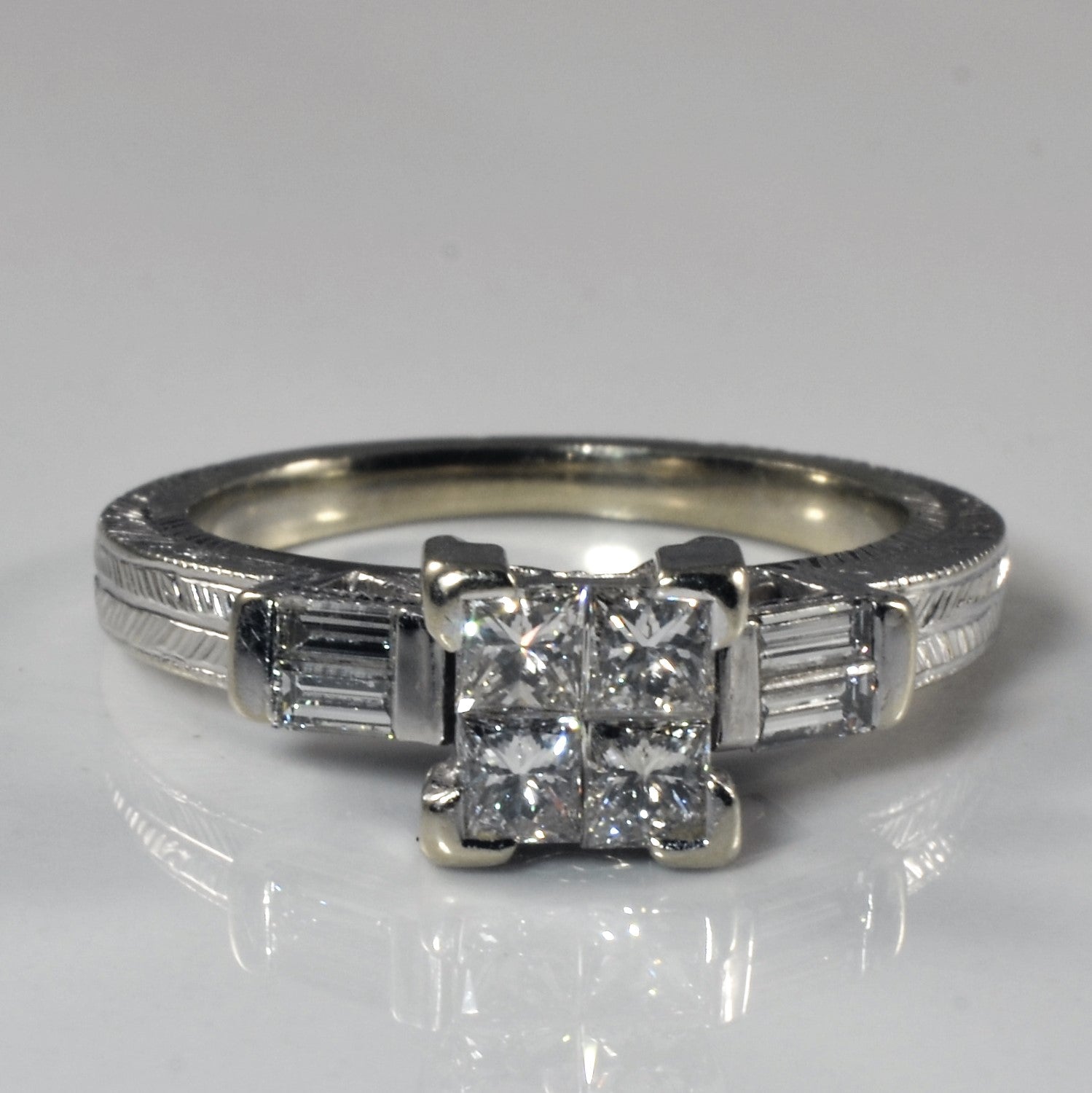 Art Deco Inspired Quad Set Diamond Ring | 0.84ctw | SZ 7 |