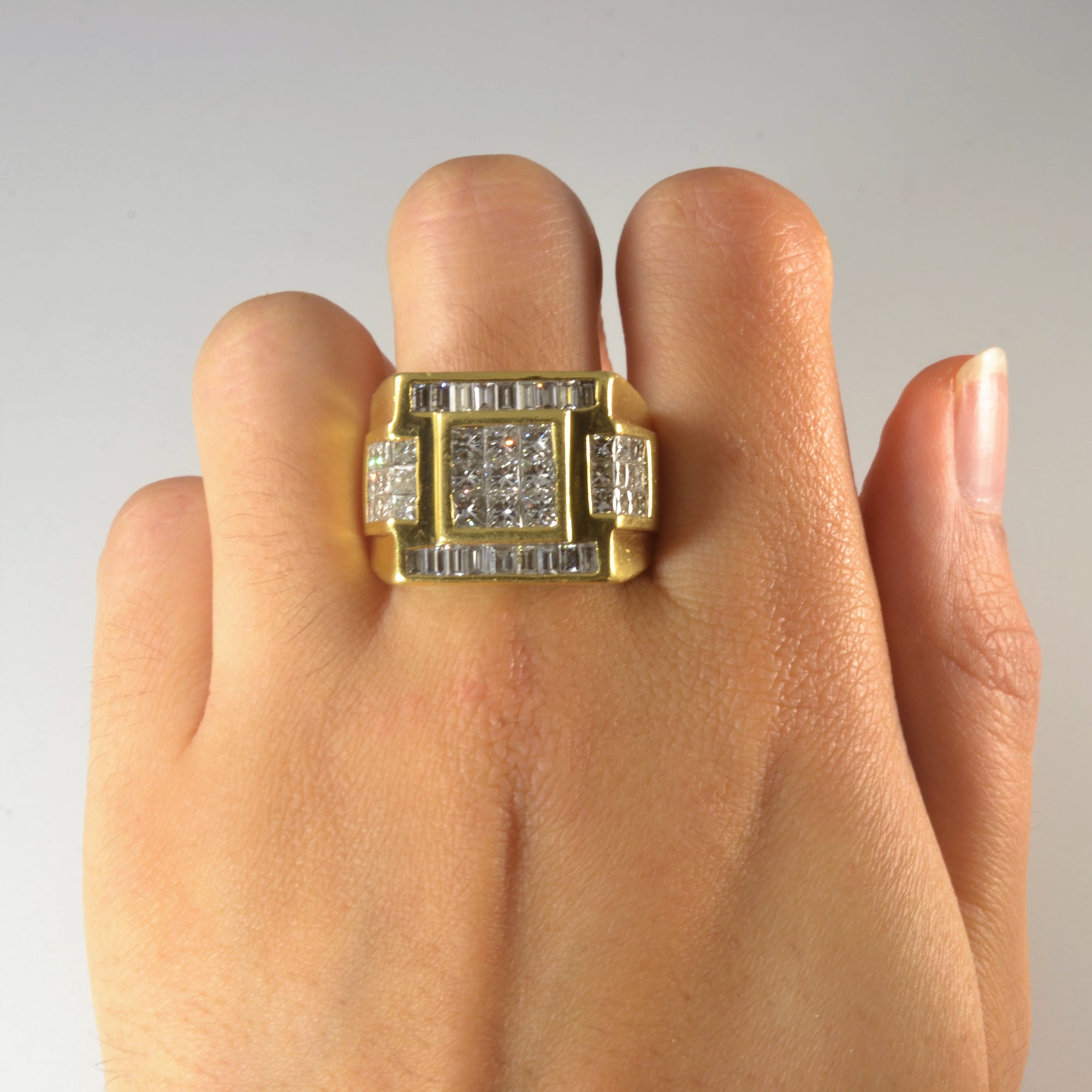 Princess Grid Cluster Diamond Ring | 4.17ctw | SZ 10.75 |