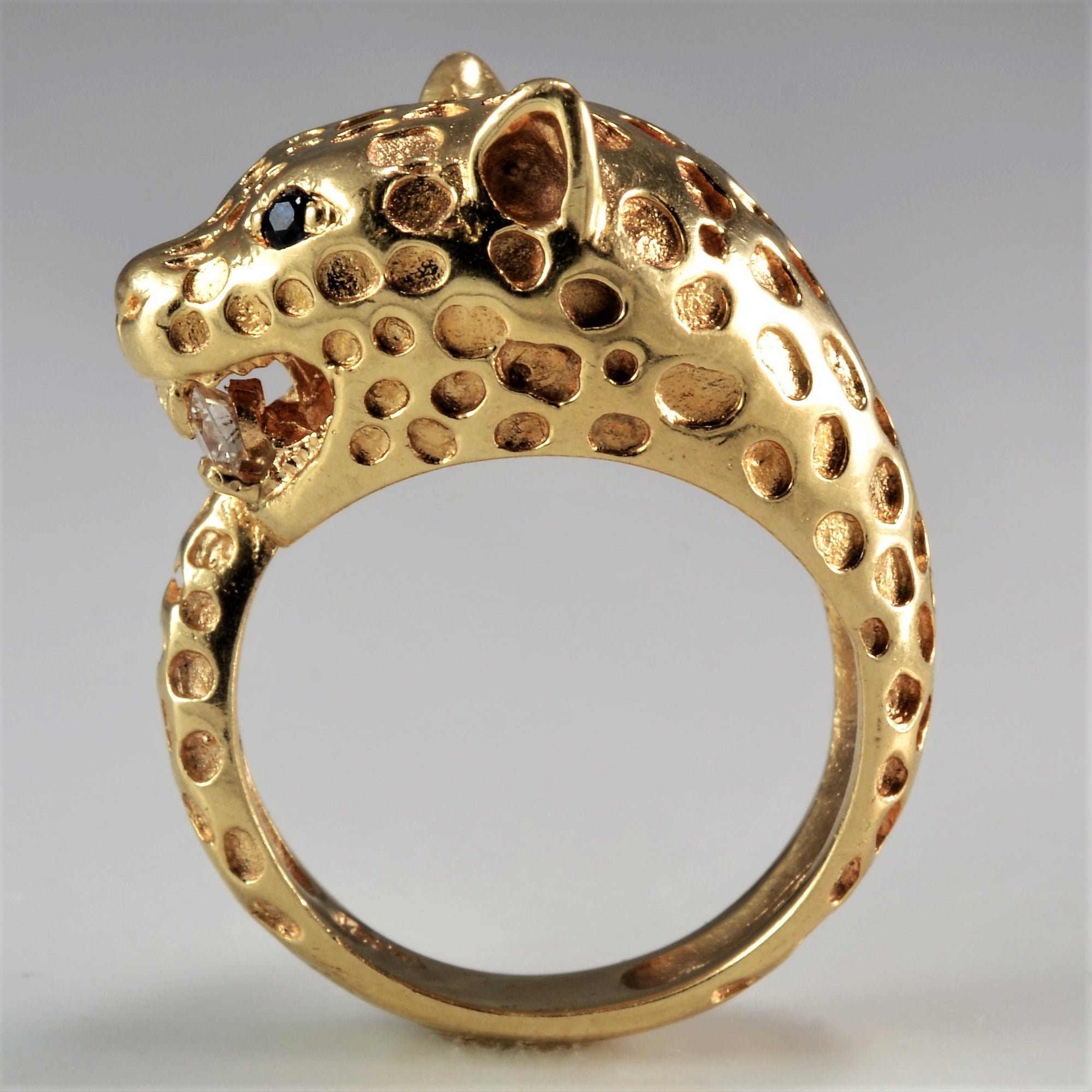 Diamond & Sapphire Cheetah Ring | 0.07 ct, SZ 5 |