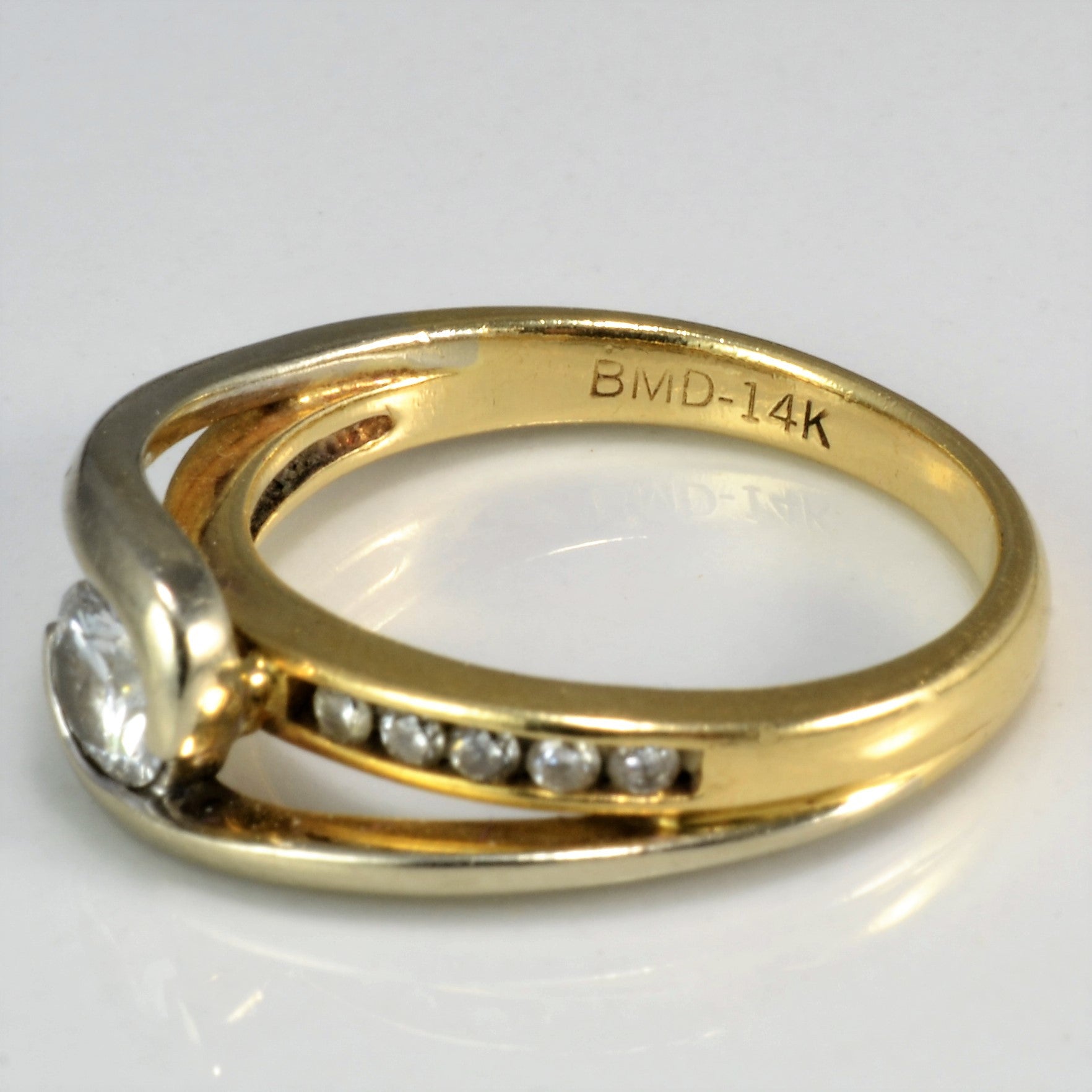Unique Bypass Two Tone Diamond Engagement Ring | 0.54 ctw, SZ 6.5 |