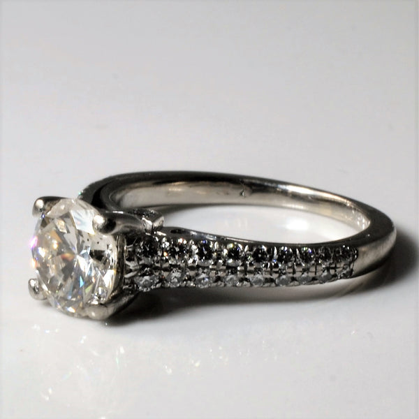 Double Row Pave Band Canadian Engagement Ring | 1.38ctw | SZ 3.75 |