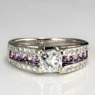 High Set Diamond & Sapphire Engagement Ring | 0.92 ctw, SZ 7 |