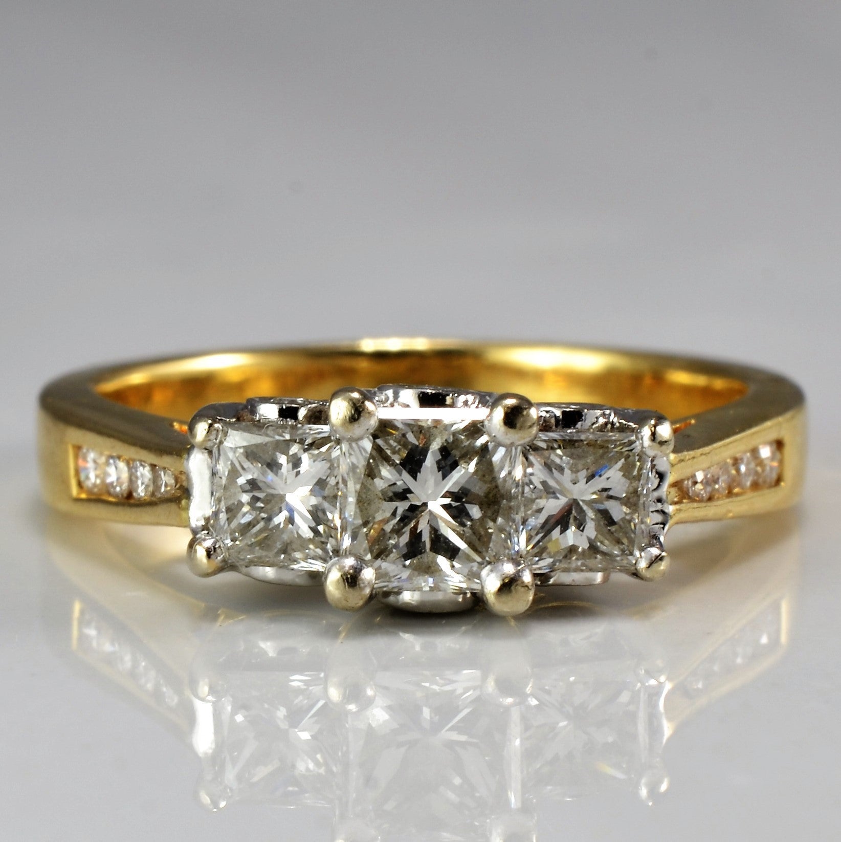 Three Stone Princess Ring With Side Accents | 1.00 ctw, SZ 5.75 |