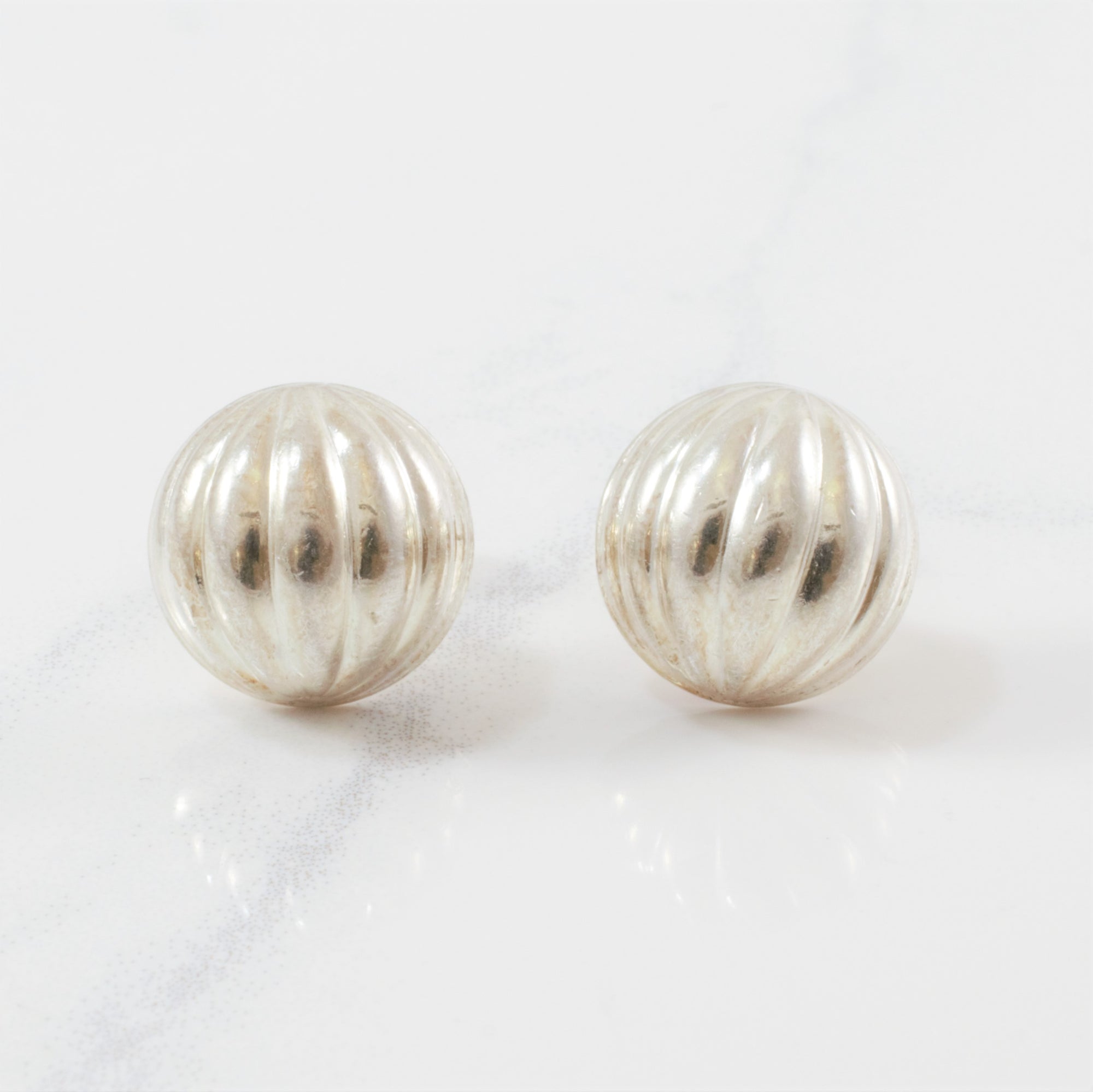 'Birks' Textured Dome Earrings