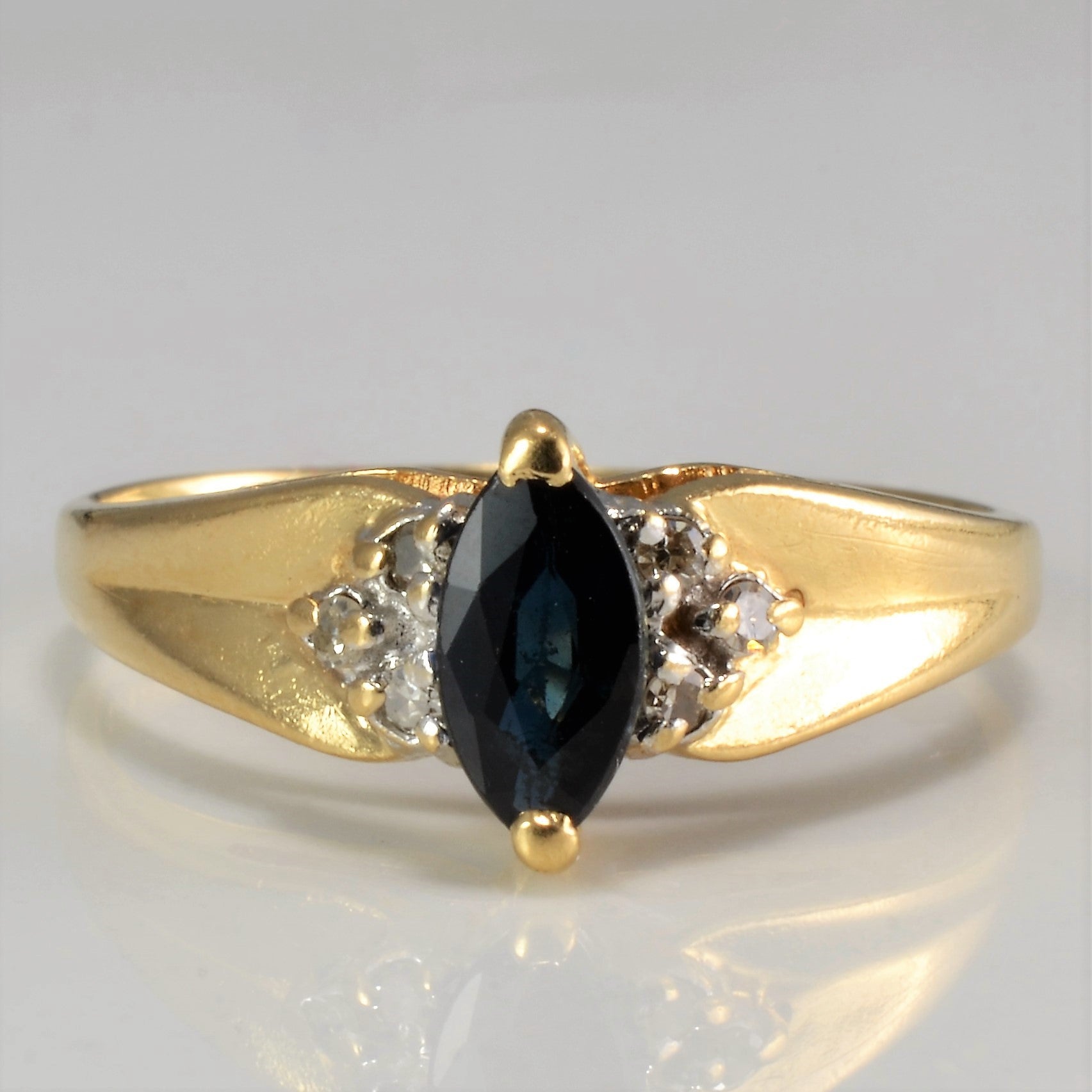 Tapered Sapphire & Diamond Ladies Ring | 0.06 ctw, SZ 7 |