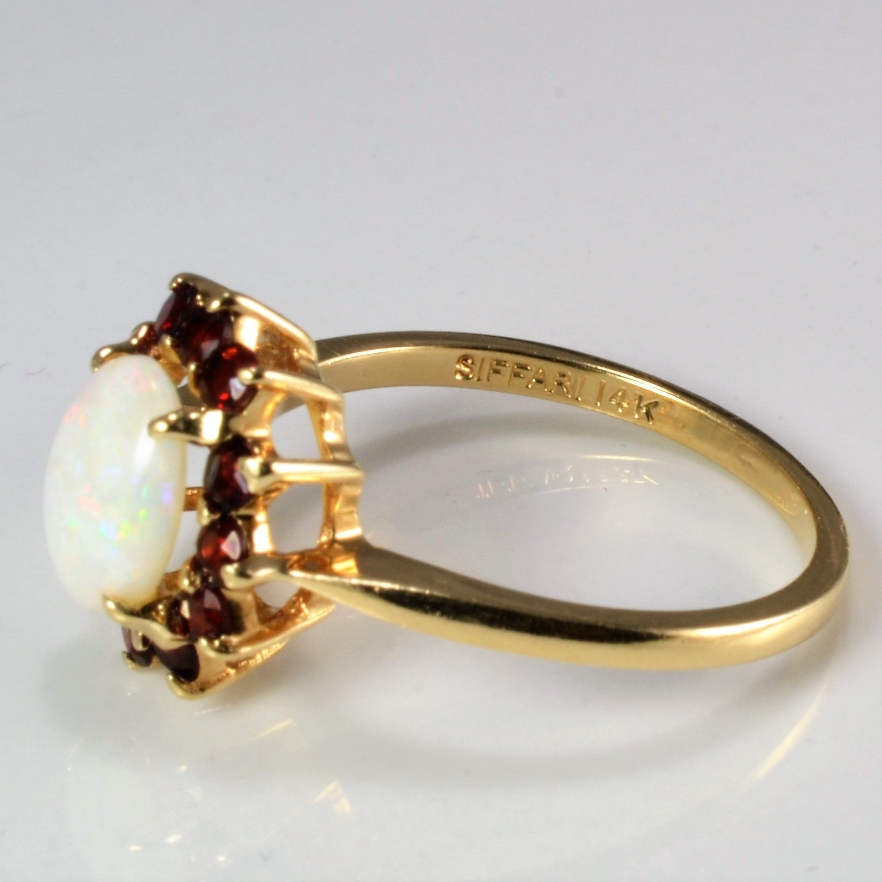 Opal & Garnet Cocktail Ring | SZ 6.75 |