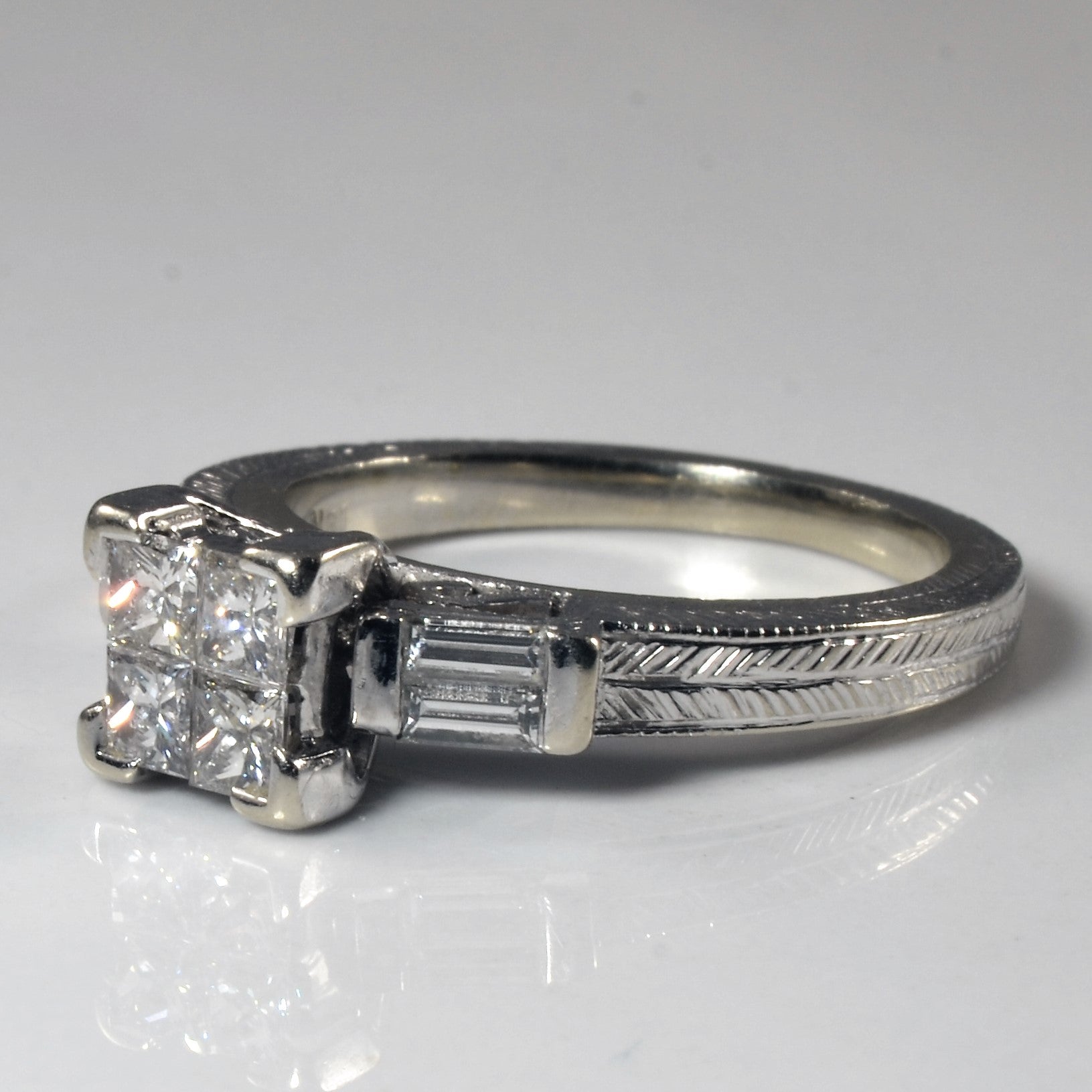 Art Deco Inspired Quad Set Diamond Ring | 0.84ctw | SZ 7 |