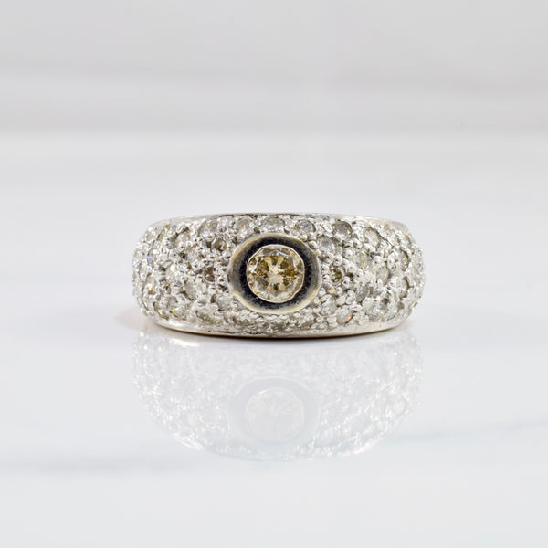 Brown & White Pave Diamond Ring | 1.20 ctw SZ 6 |