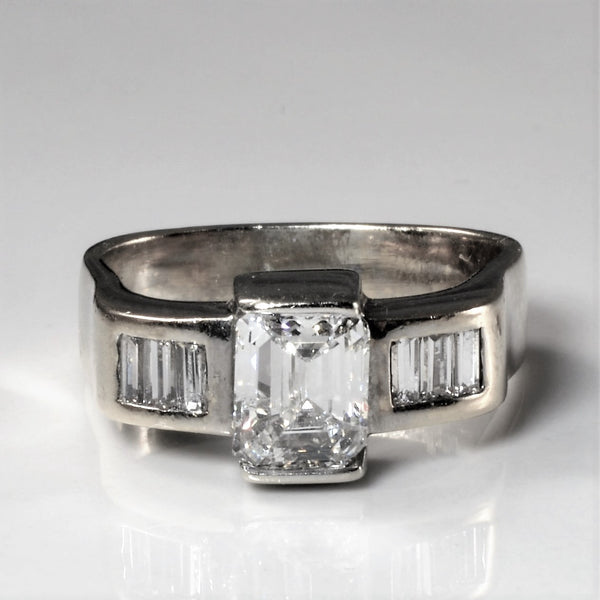 Soft Square Emerald Cut Diamond Engagement Ring | 1.19ctw | SZ 5 |