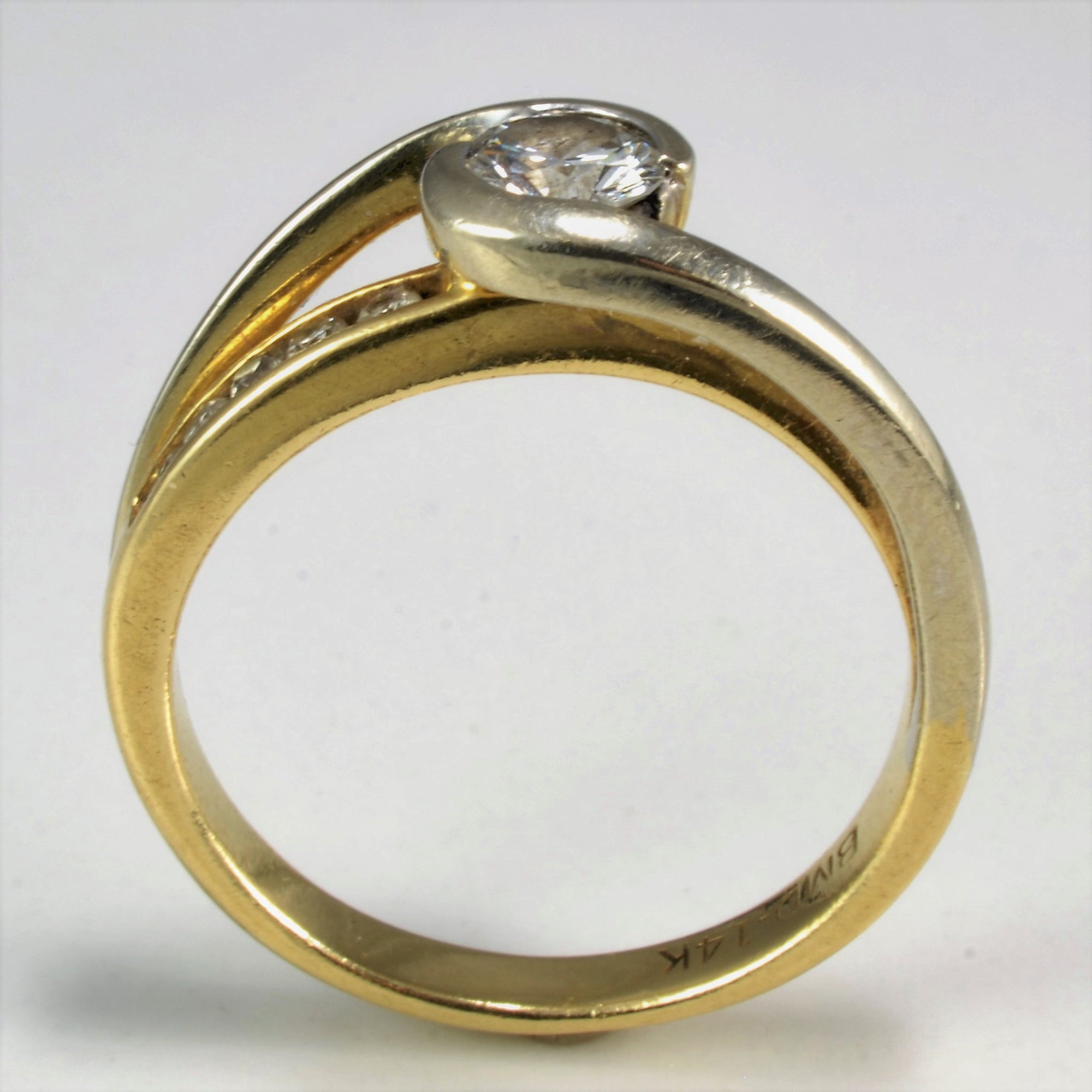 Unique Bypass Two Tone Diamond Engagement Ring | 0.54 ctw, SZ 6.5 |
