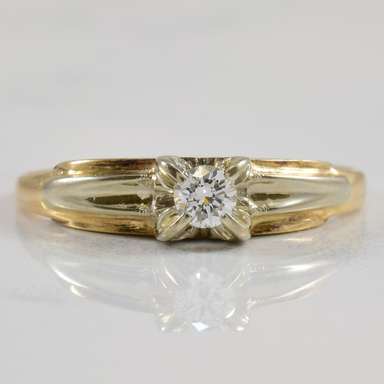 Two Tone Solitaire Diamond Ring | 0.10ct | SZ 7 |