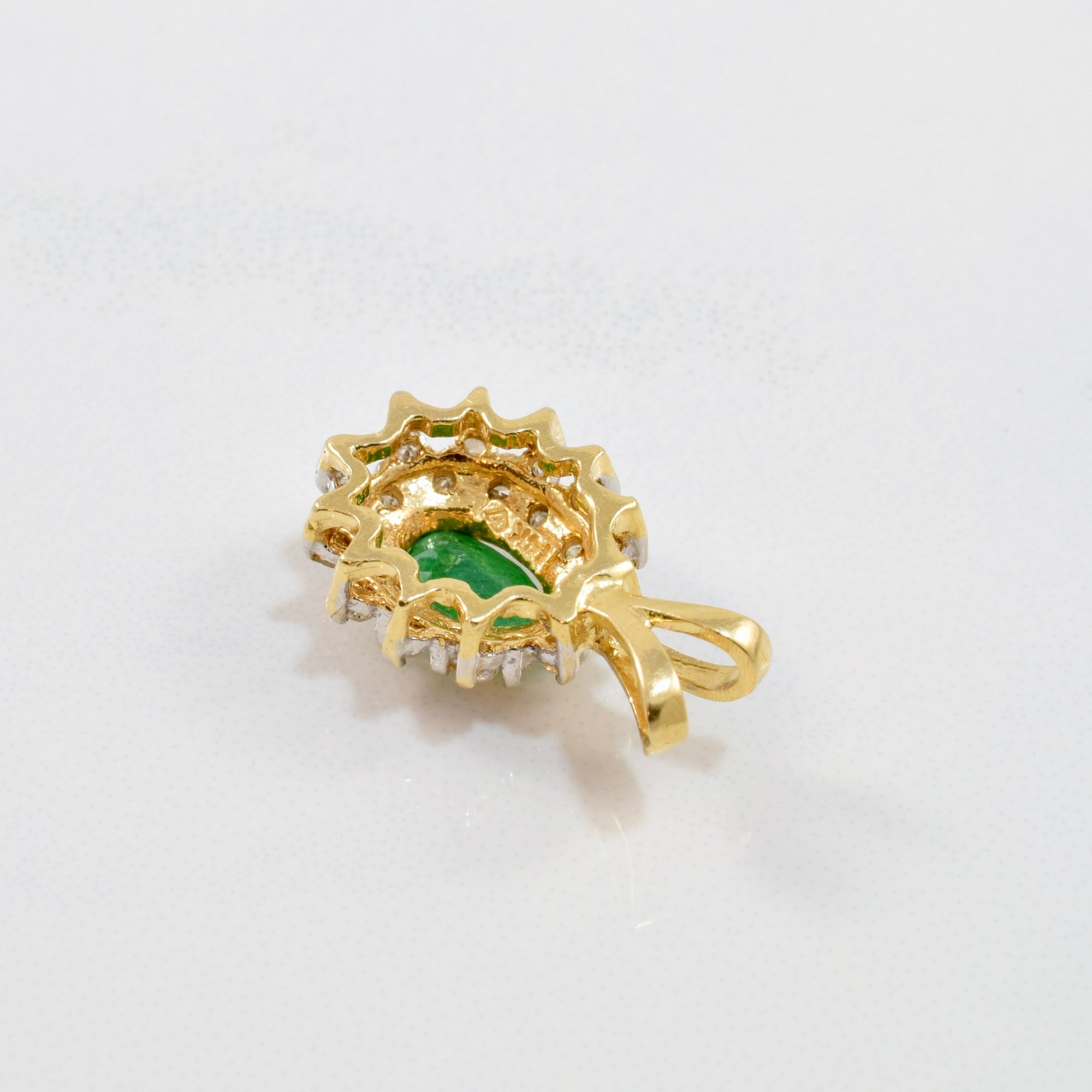 Emerald and Diamond Halo Pendant | 0.21 ctw |