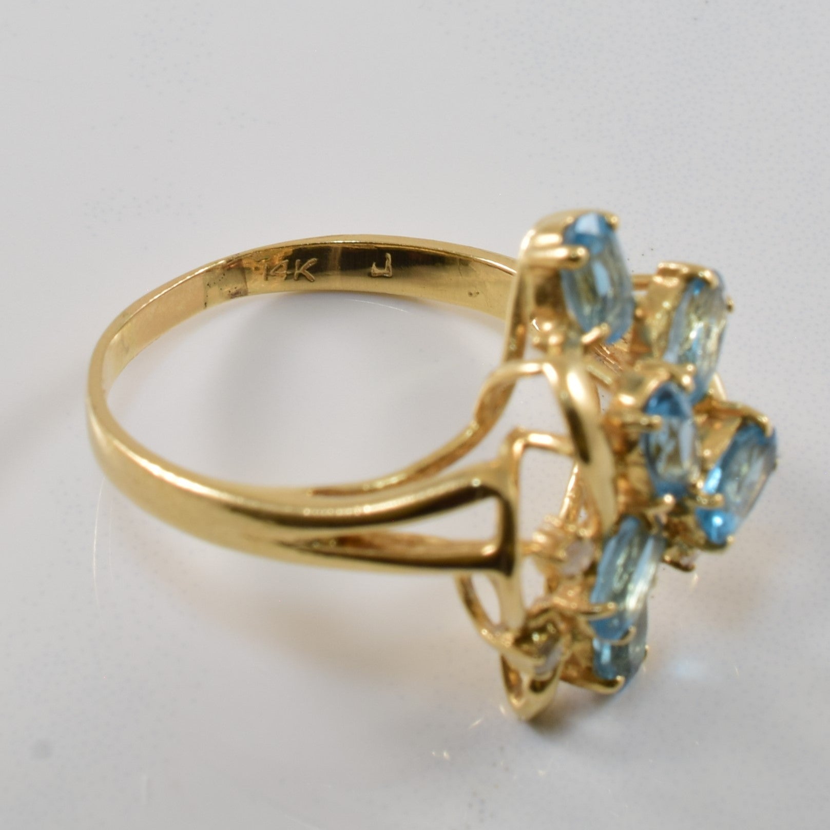 Blue Topaz & Diamond Open Work Ring | 1.80ctw, 0.03ctw | SZ 7.5 |