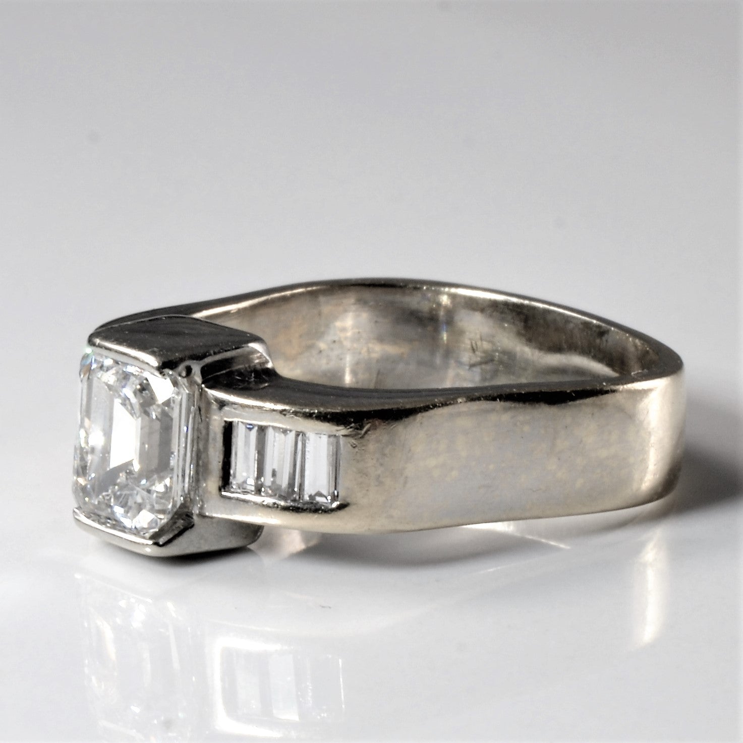 Soft Square Emerald Cut Diamond Engagement Ring | 1.19ctw | SZ 5 |