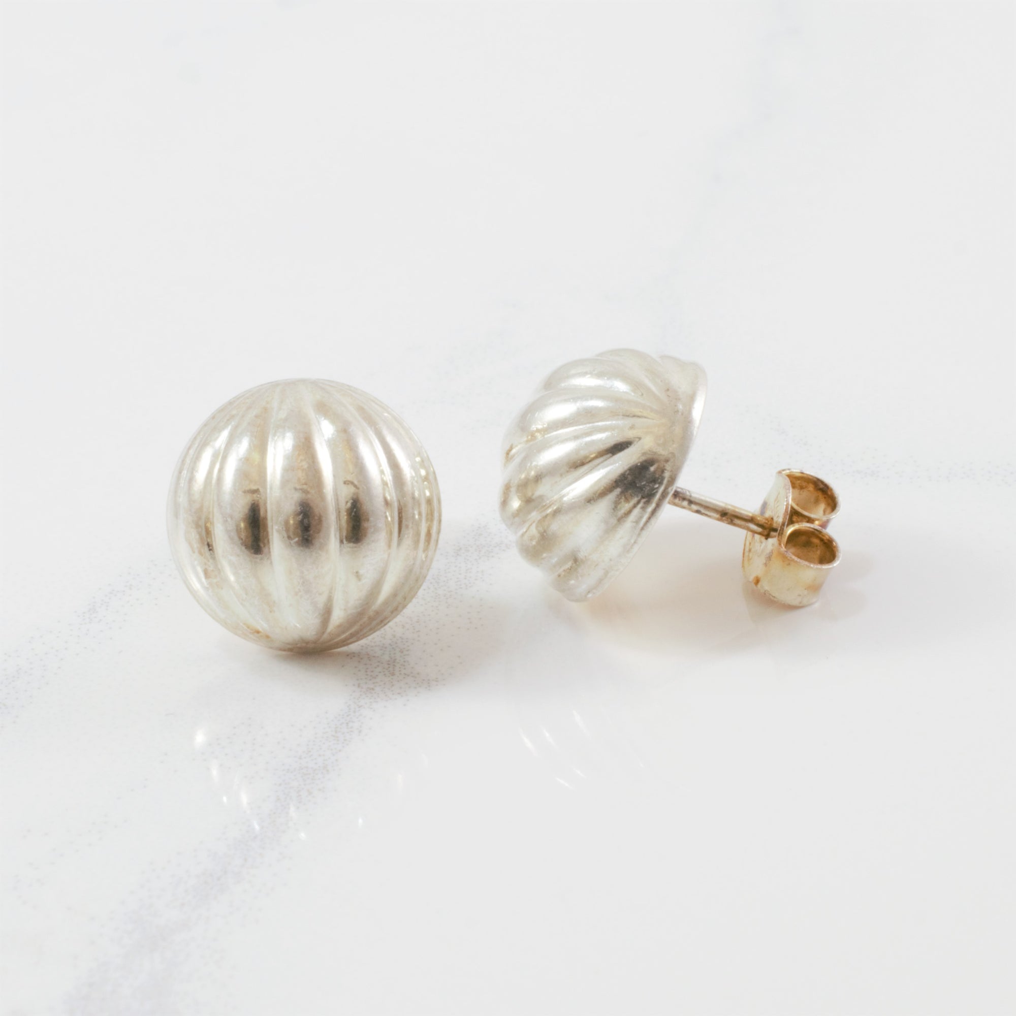 'Birks' Textured Dome Earrings