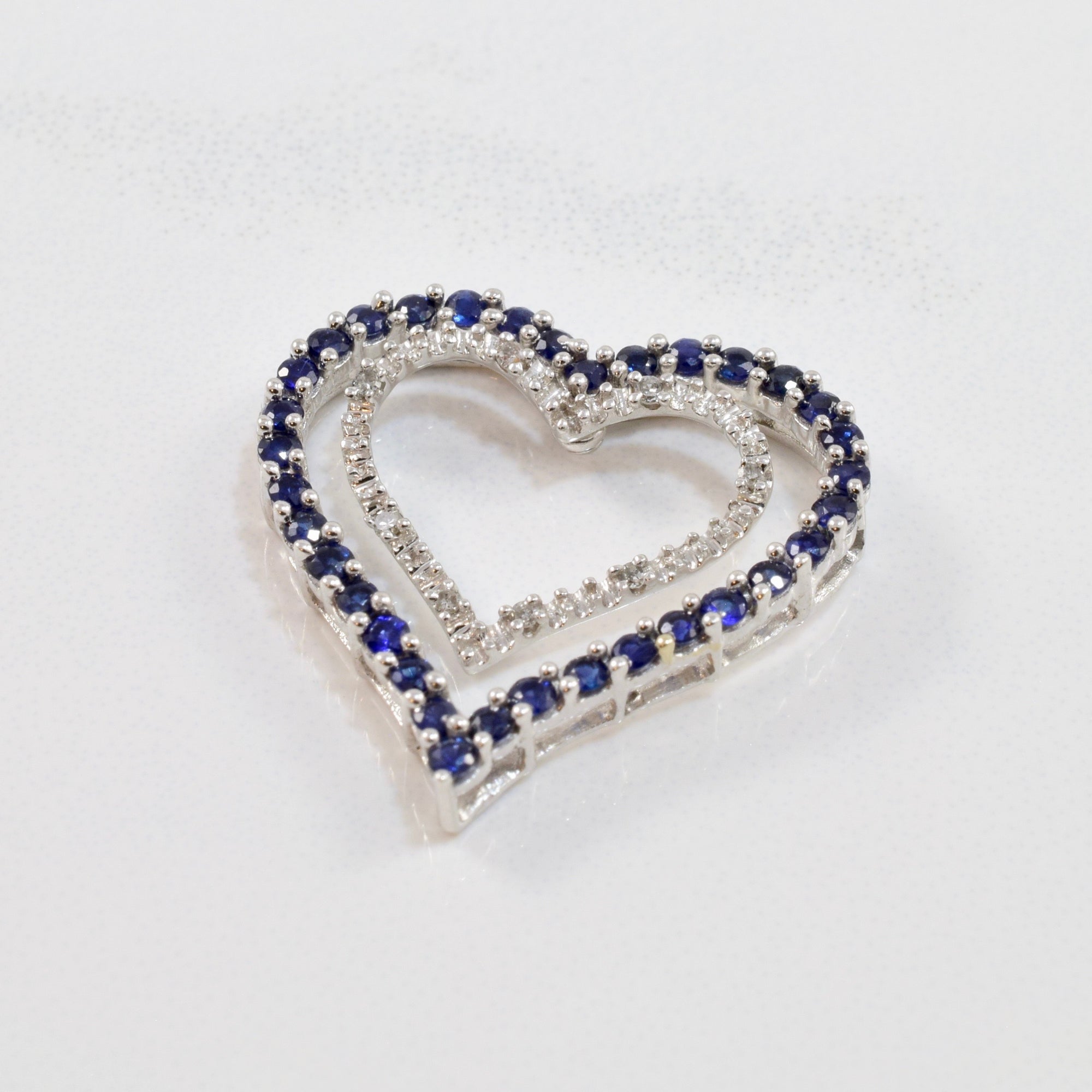 Sapphire and Diamond Heart Pendant | 0.02 ctw |