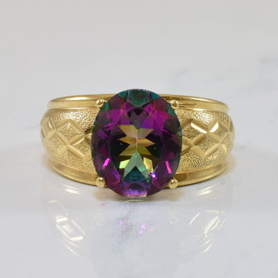 Solitaire Oval Mystic Topaz Ring | 5.40ct | SZ 8.5 |
