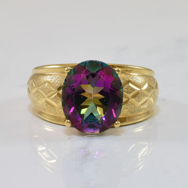 Solitaire Oval Mystic Topaz Ring | 5.40ct | SZ 8.5 |