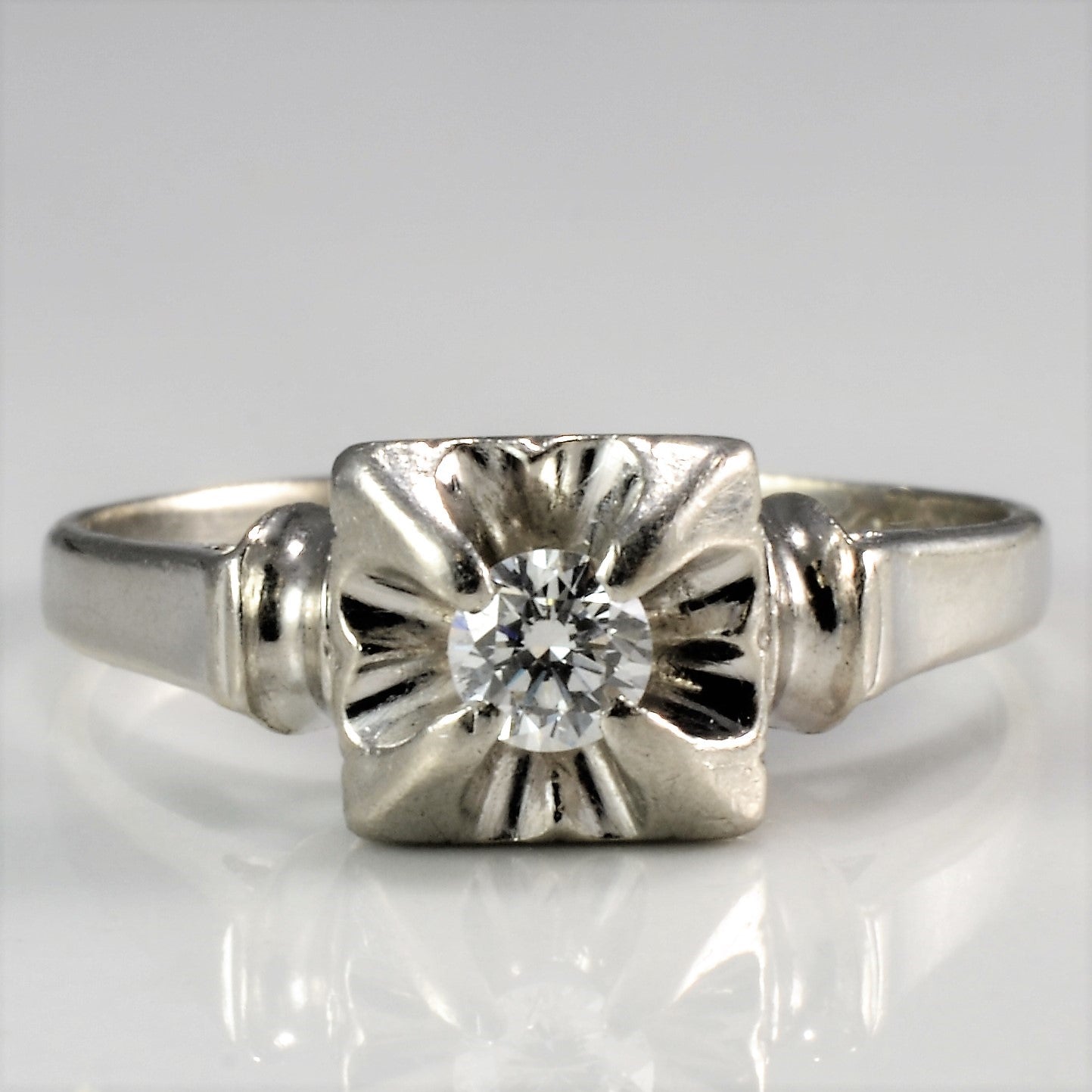 Solitaire Diamond Engagement Ring | 0.11 ct, SZ 4.5|