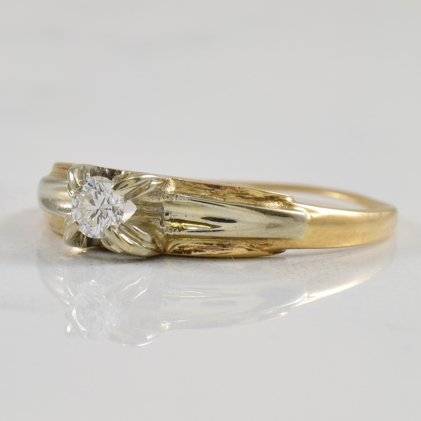 Two Tone Solitaire Diamond Ring | 0.10ct | SZ 7 |