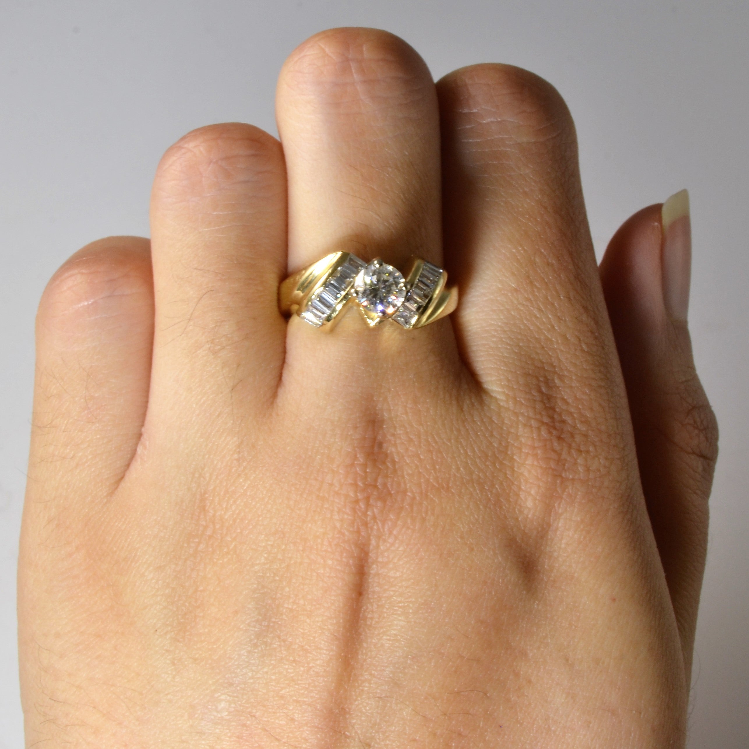 Mixed Cut Diamond Bypass Engagement Ring | 1.02ctw | SZ 6.75 |