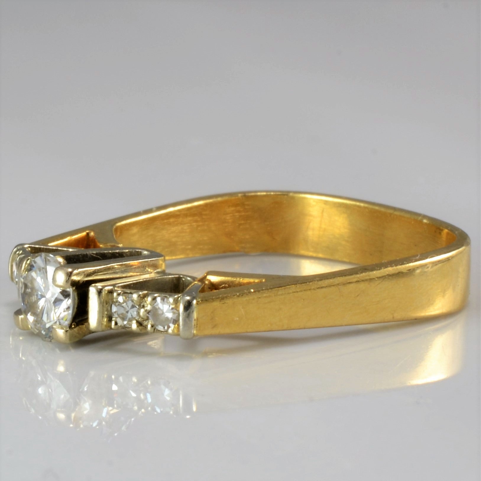 Vintage 18k Soft Square Shape DiamondEngagement Ring | 0.29 ctw, SZ 4.75 |